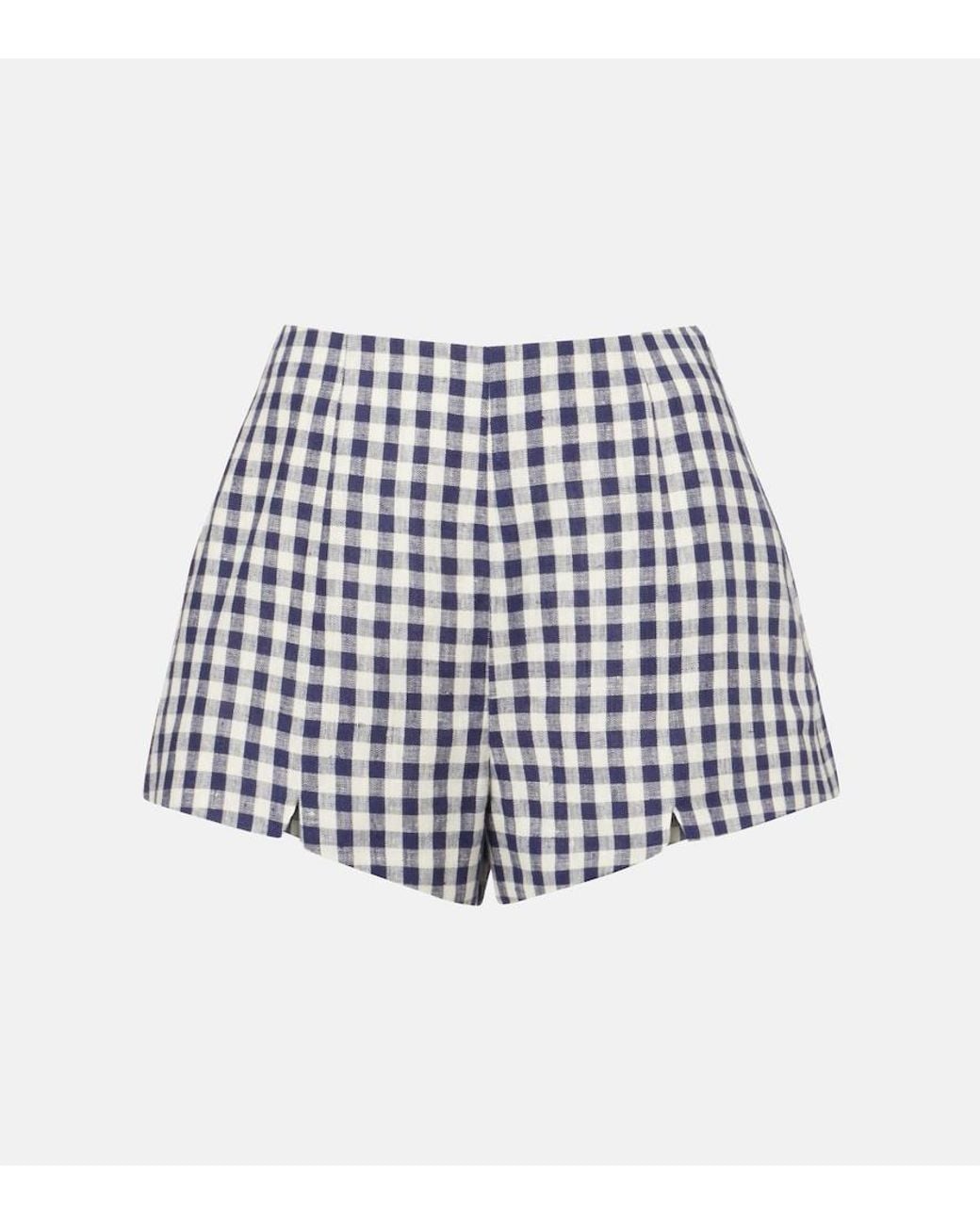 Posse White Sadie Gingham Linen Shorts
