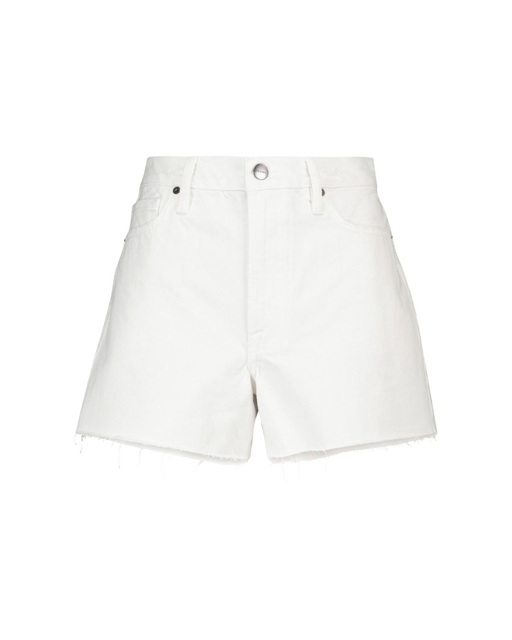 FRAME Le Simone High-rise Denim Shorts in White - Lyst