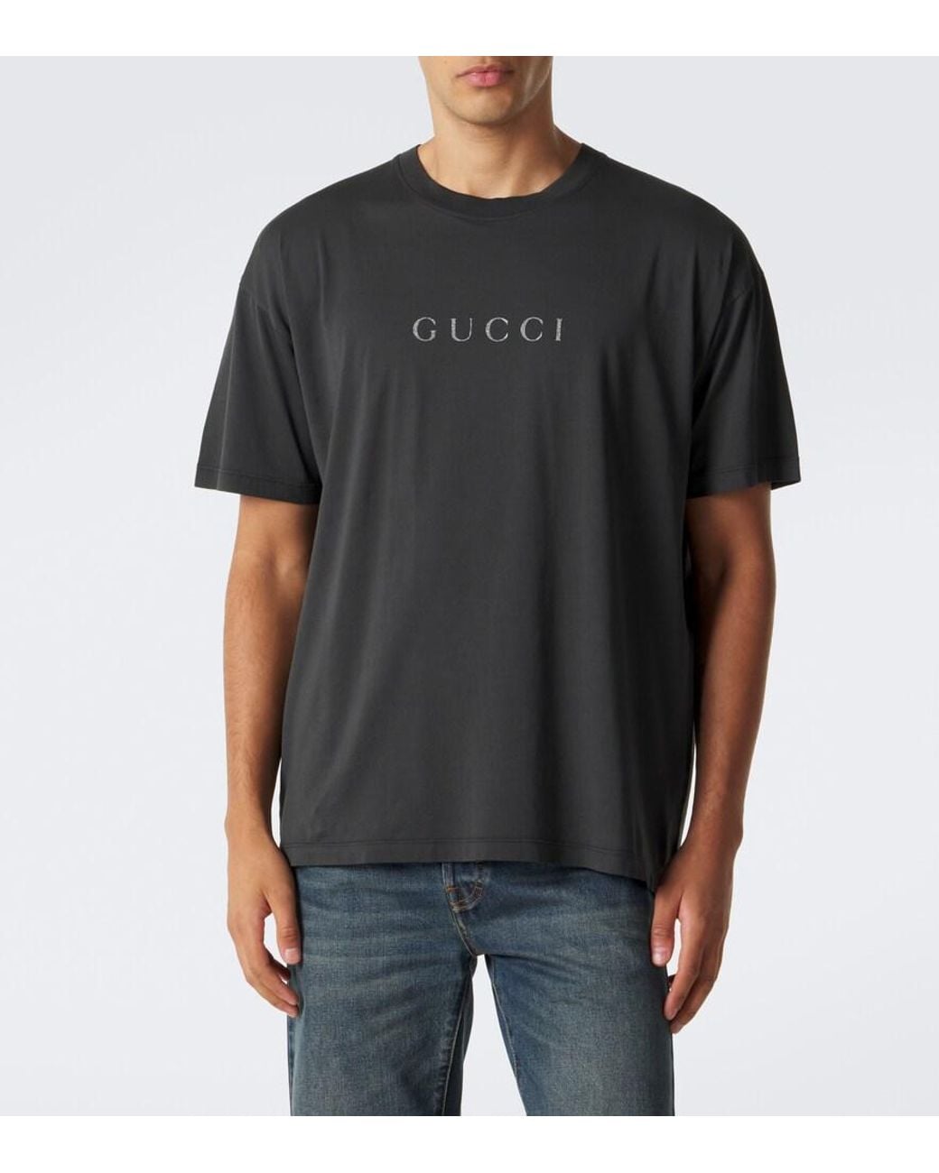 Gucci Black Logo Cotton Jersey T-Shirt for men