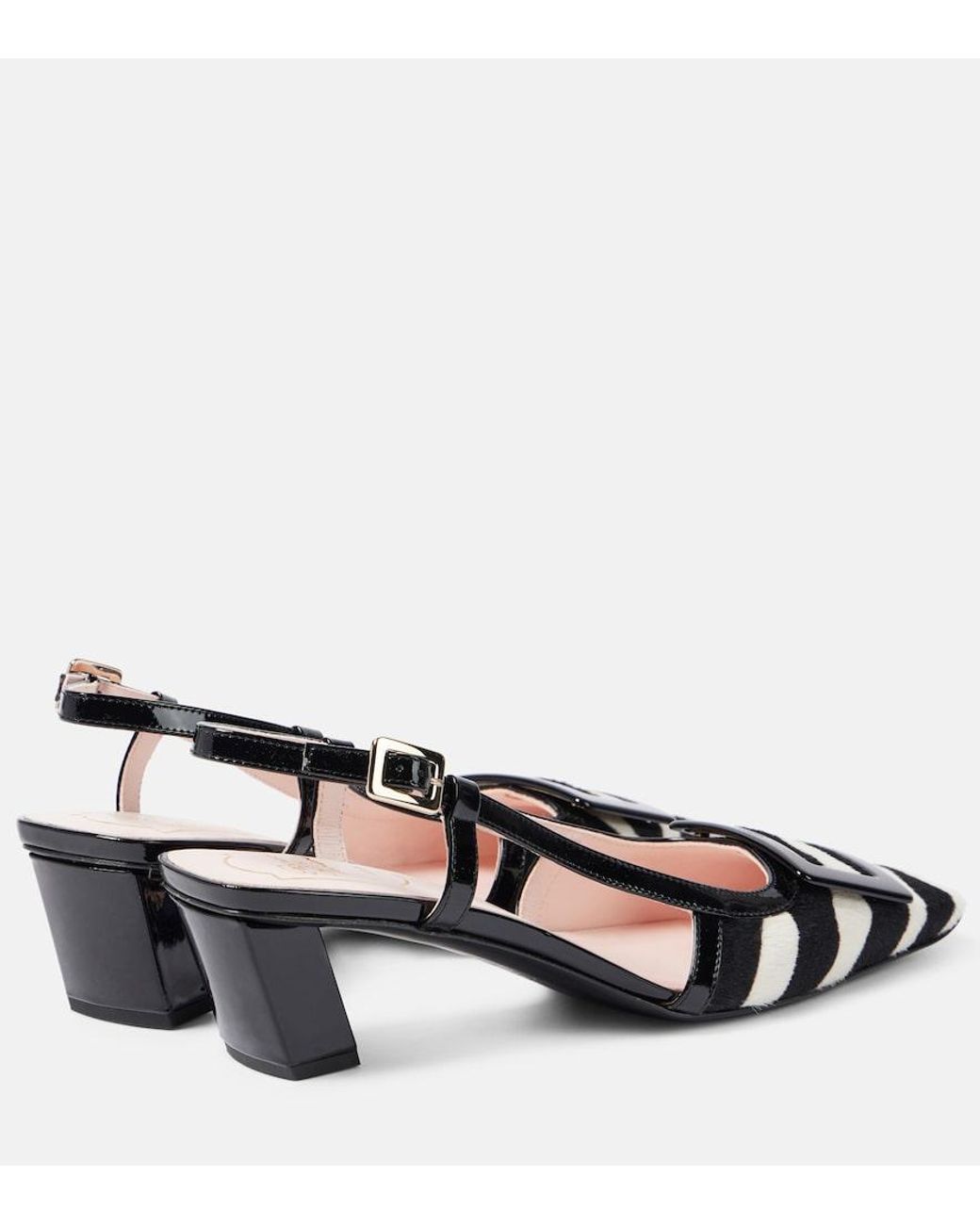 Roger Vivier Black Belle Vivier 45 Calf Hair Slingback Pumps
