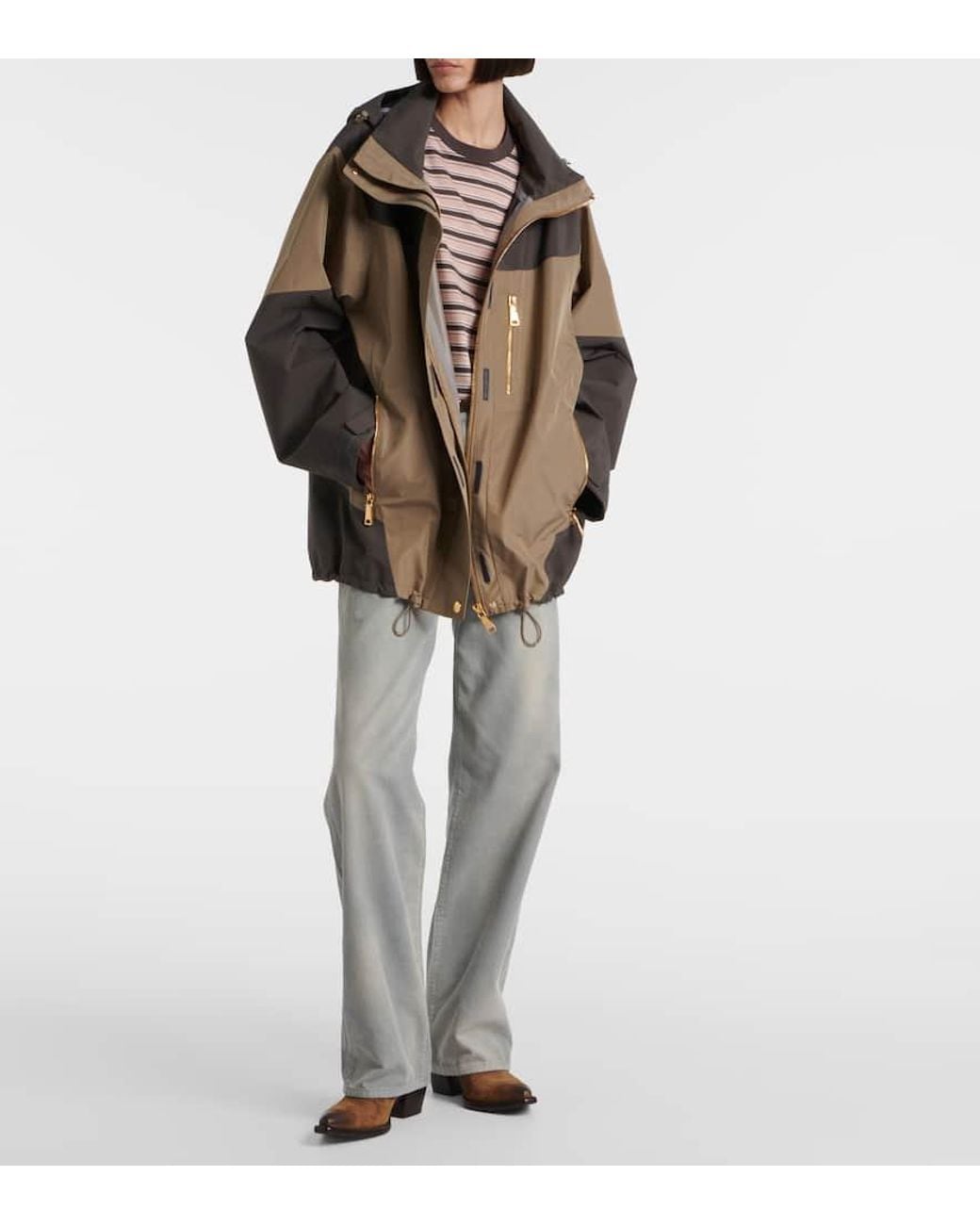 Prada Brown Colorblocked Oversized Jacket