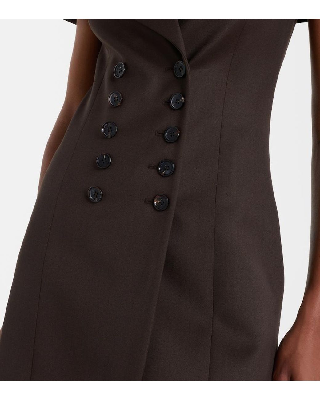 McQueen Black Draped Wool Minidress