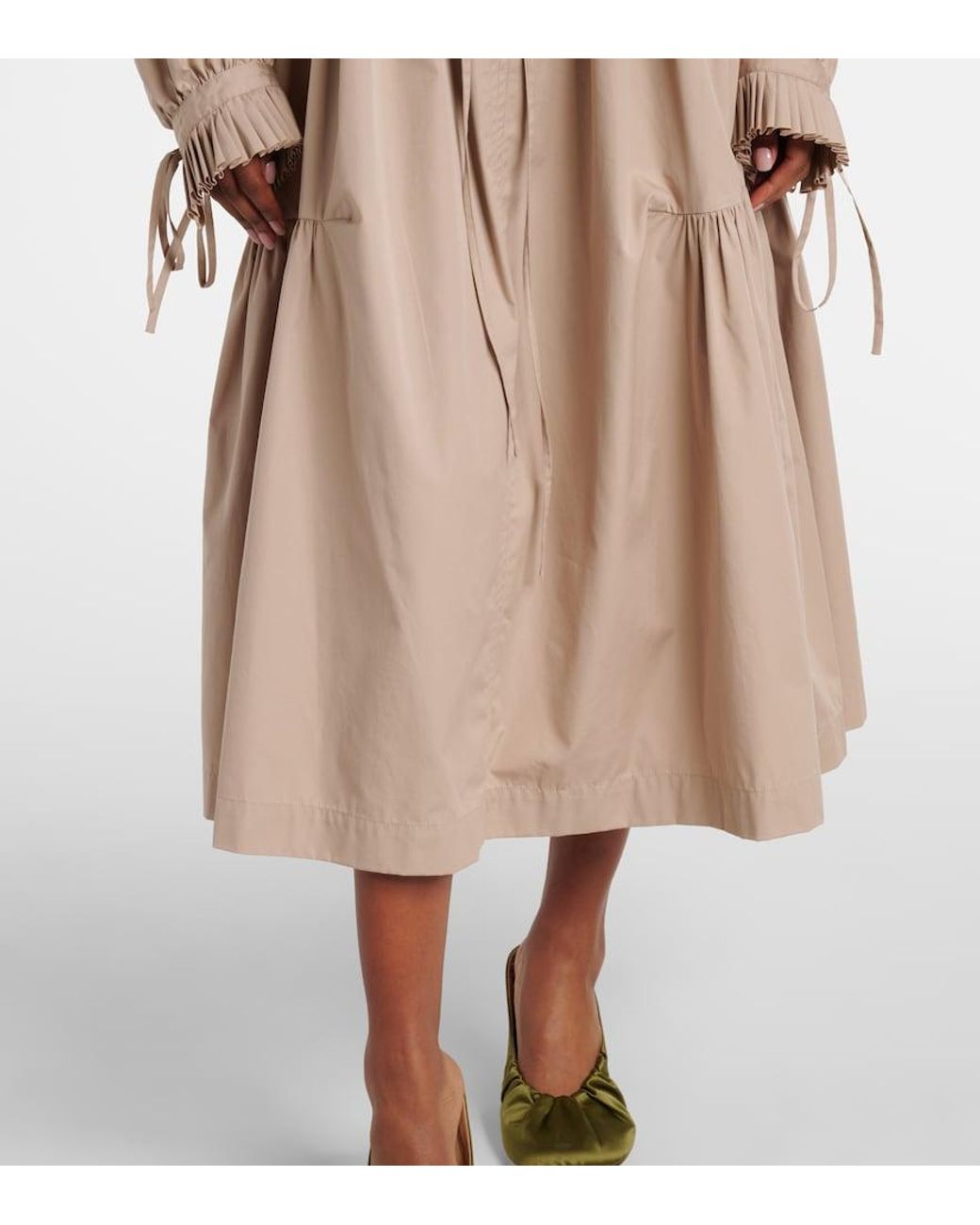 Dries Van Noten Natural Ruffled Cotton Shirt Dress