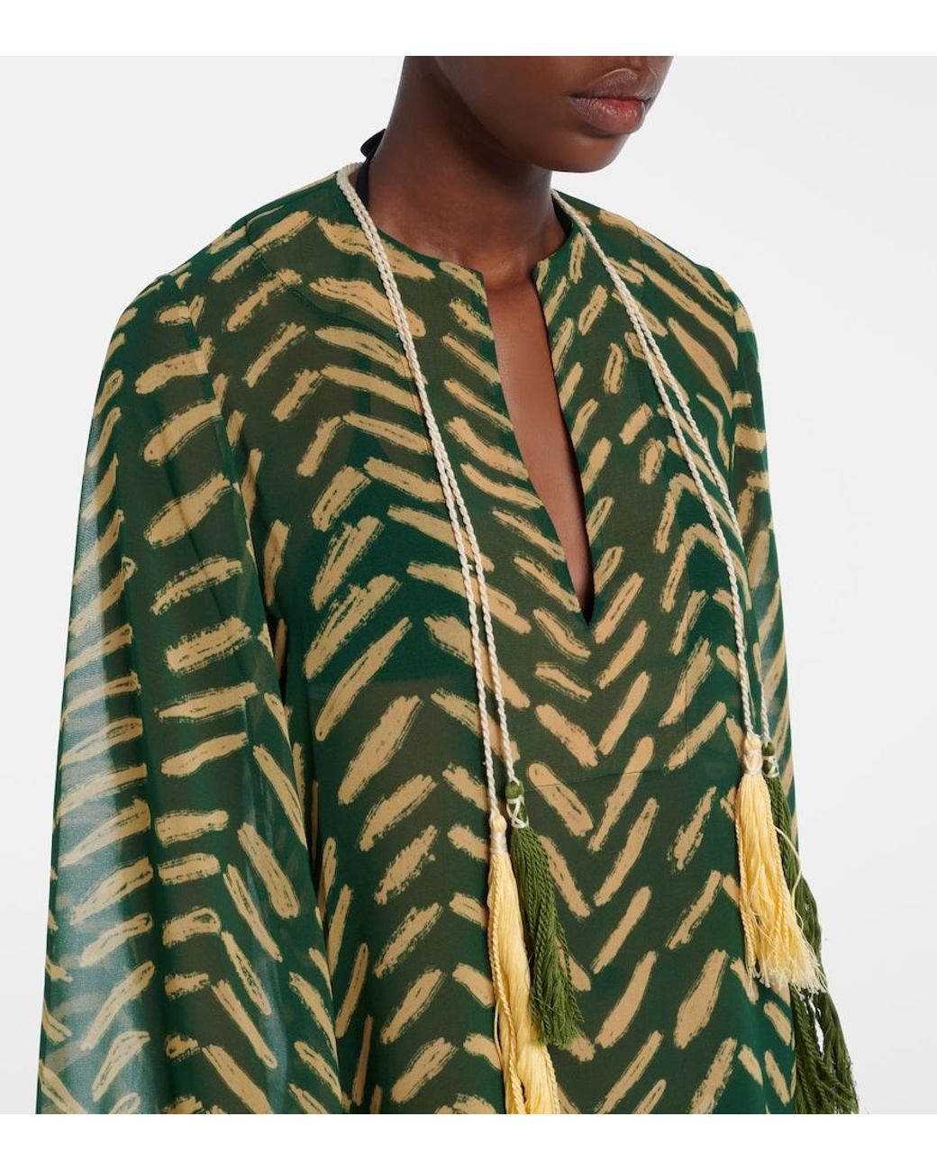 Johanna Ortiz Green Printed Cotton Kaftan