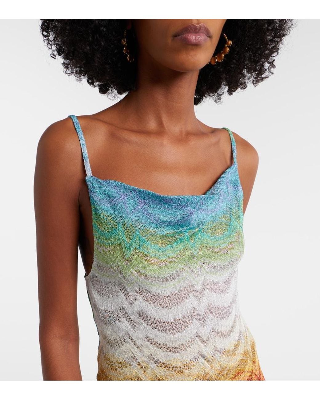 Missoni White Open-Knit Lame Maxi Dress