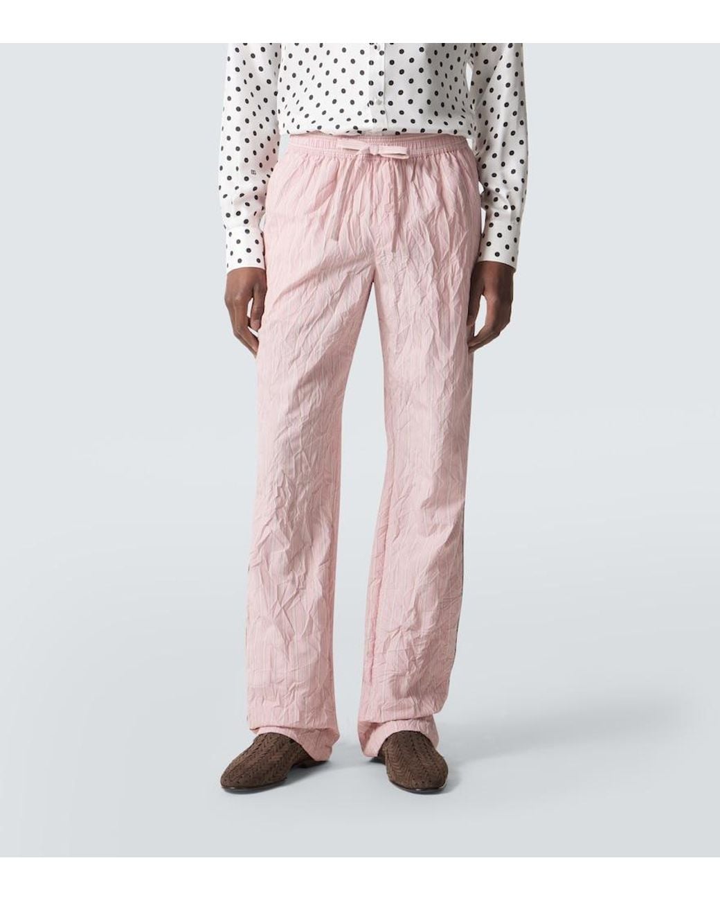 Dolce & Gabbana Pink Striped Straight Pants for men