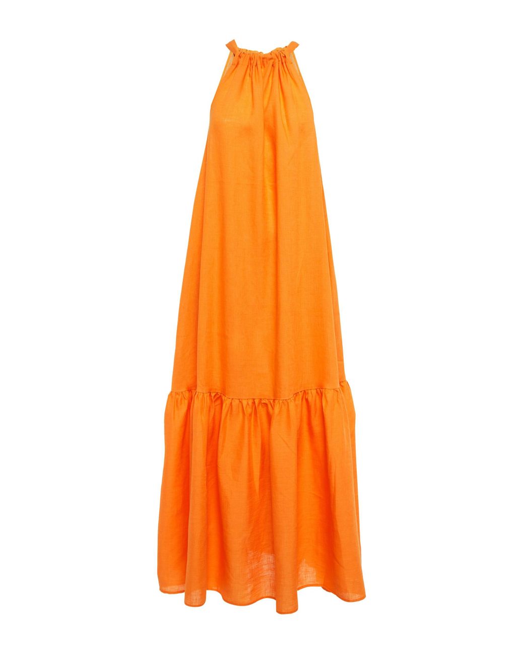Damen Bekleidung Nachtwäsche Asceno Leinen Maxikleid Ibiza aus Leinen in Orange 