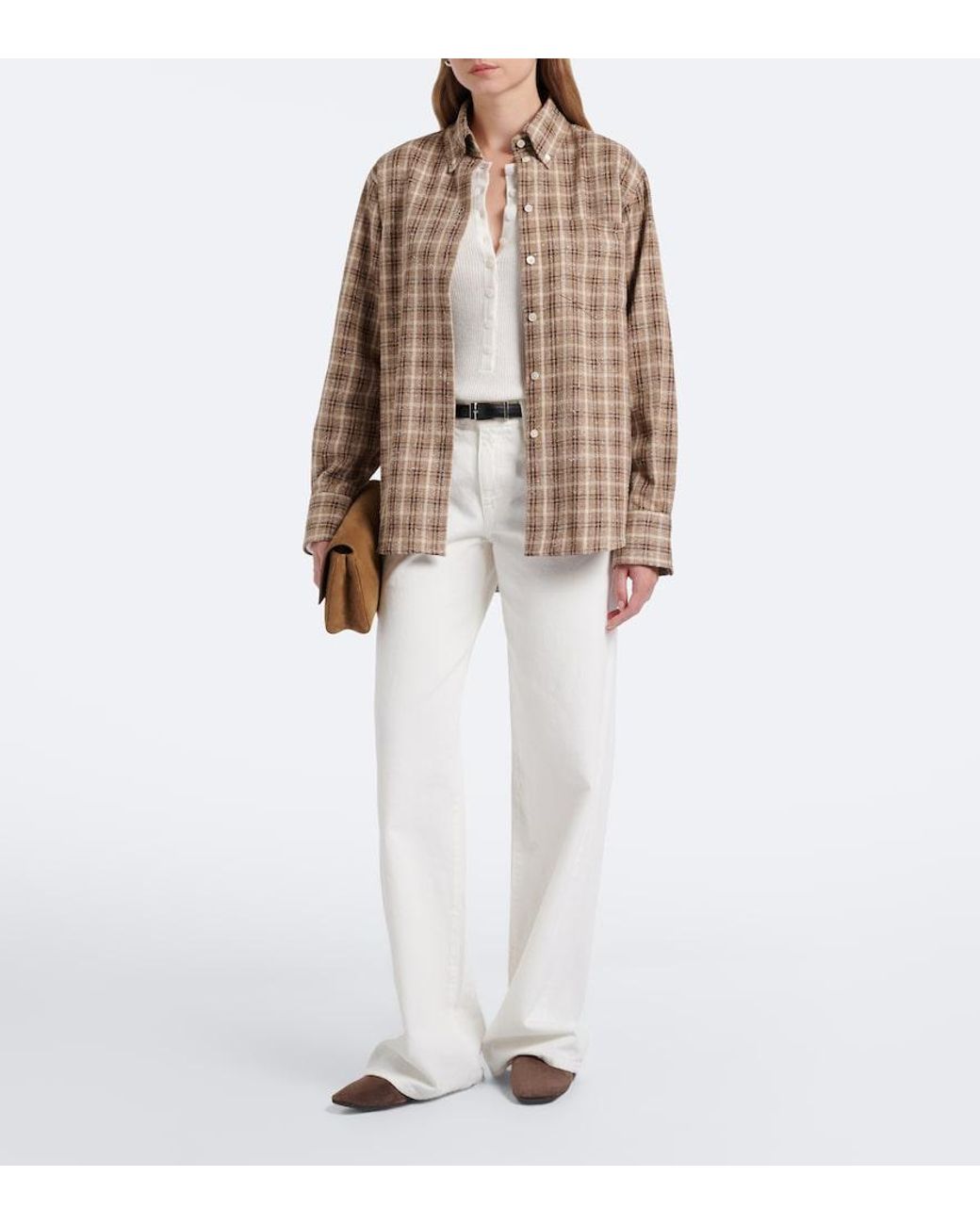 Rohe Brown Checked Boucle Cotton And Silk-Blend Overshirt