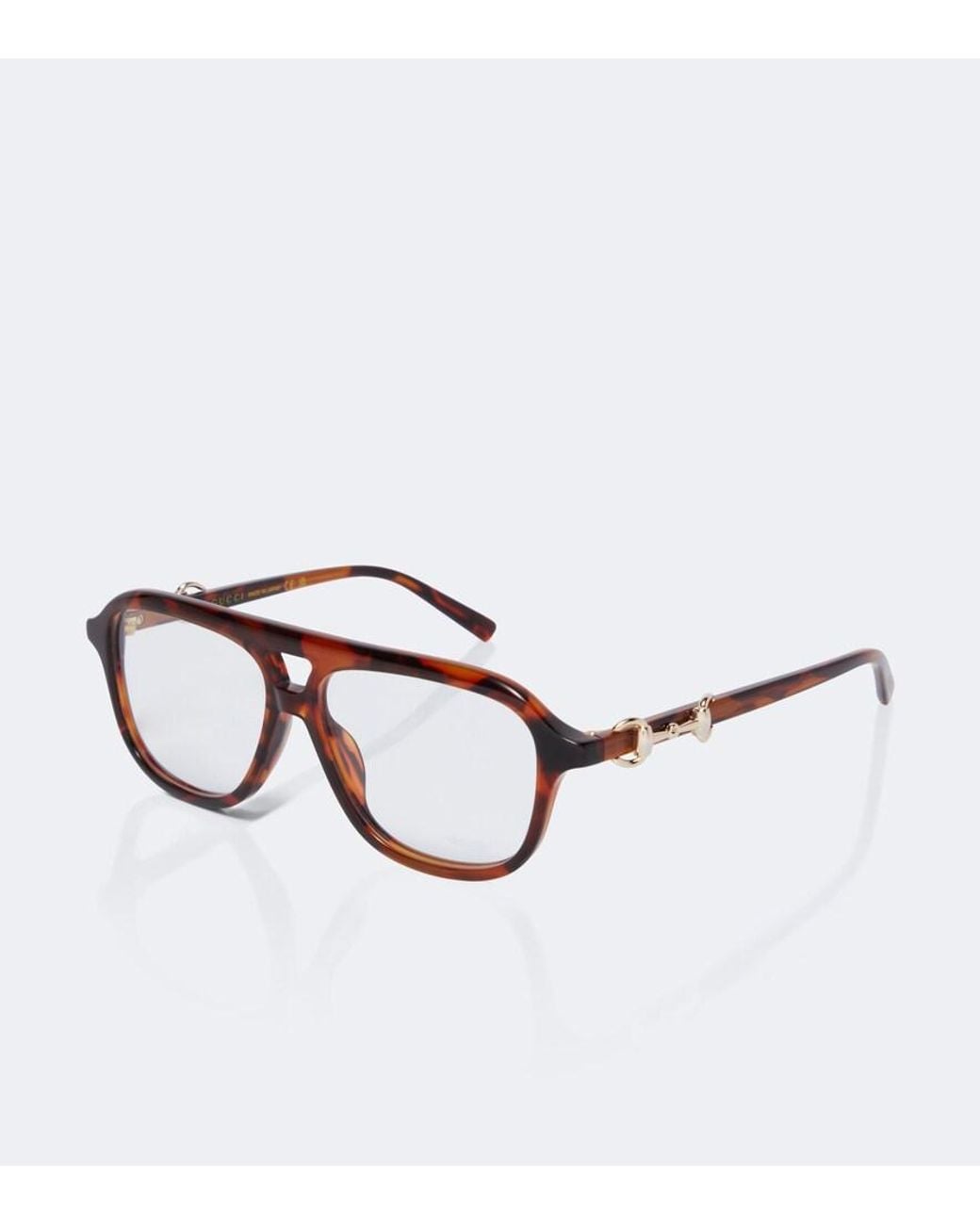 Gucci Brown Horsebit Navigator Glasses