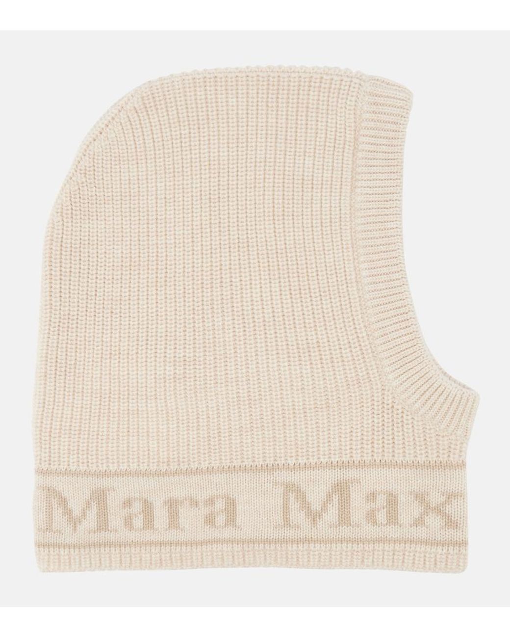 Max Mara Natural Logo Intarsia Wool Balaclava