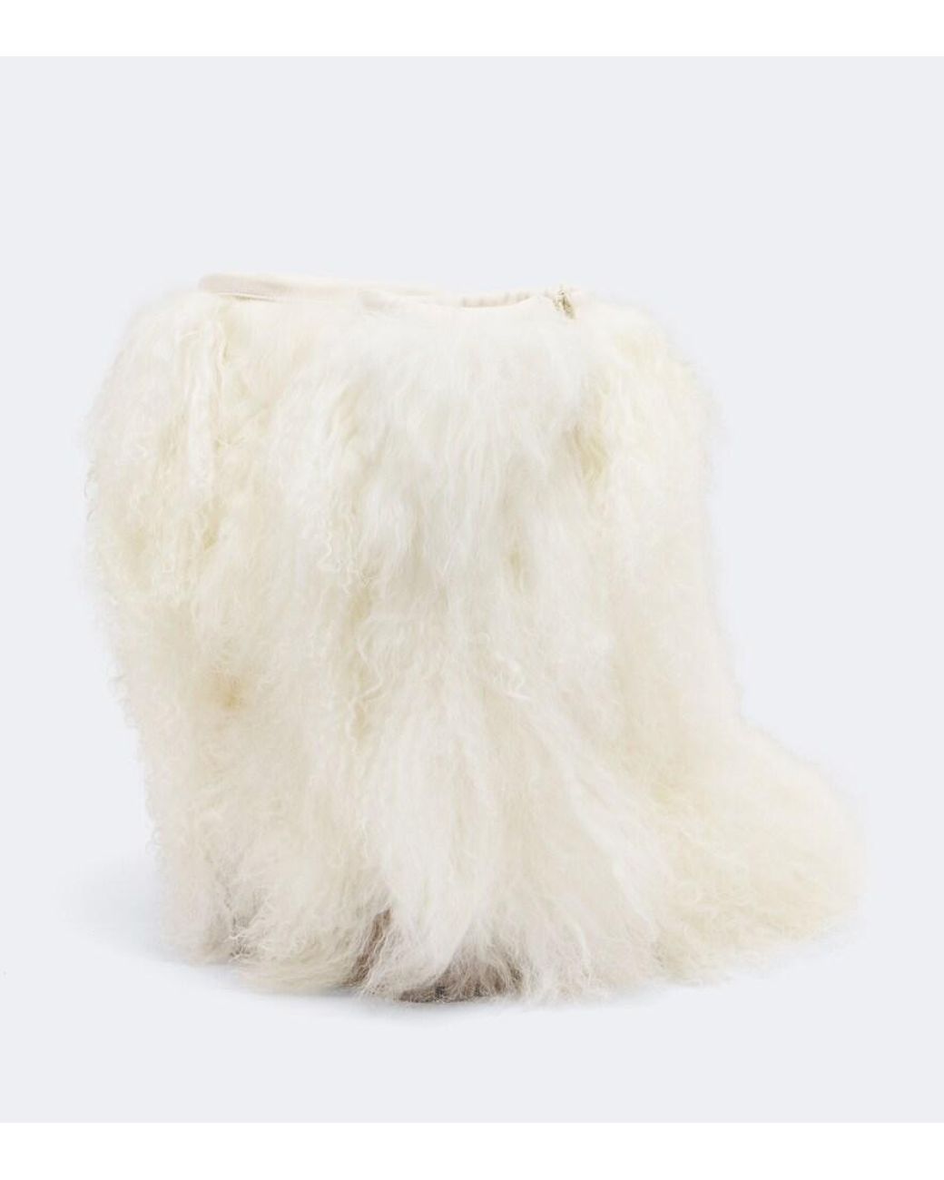 Yves Salomon White Leather-Trimmed Shearling Mid-Calf Boots