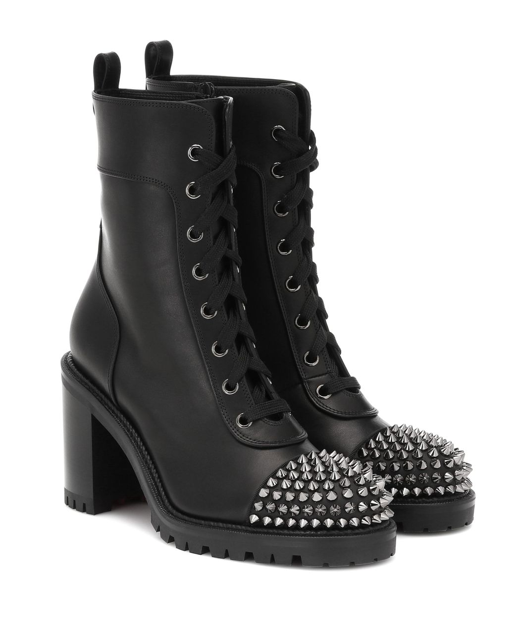 Christian Louboutin Ts Croc 70 Spiked Leather Ankle Boots in Black | Lyst