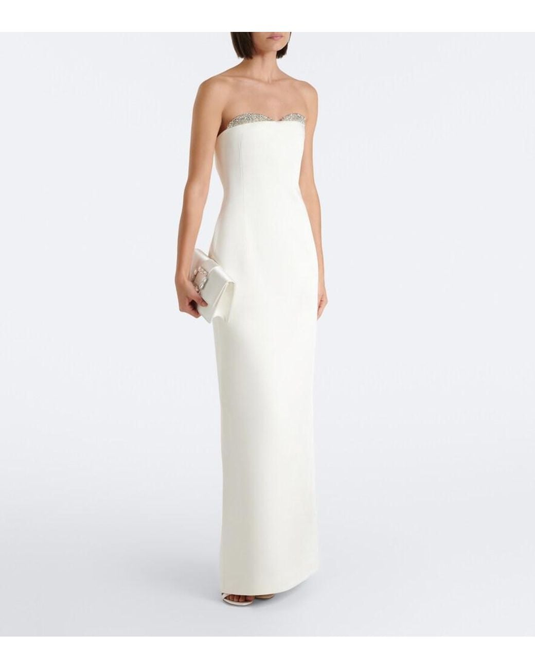 The New Arrivals Ilkyaz Ozel White Noelie Embellished Satin Bustier Gown