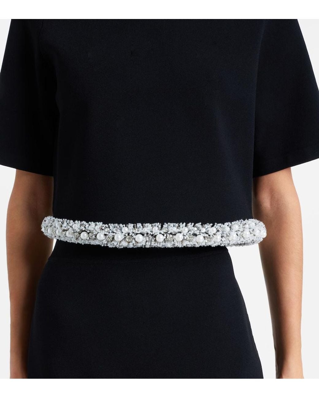 Jonathan Simkhai Black Ozelle Embellished Knitted Crop Top