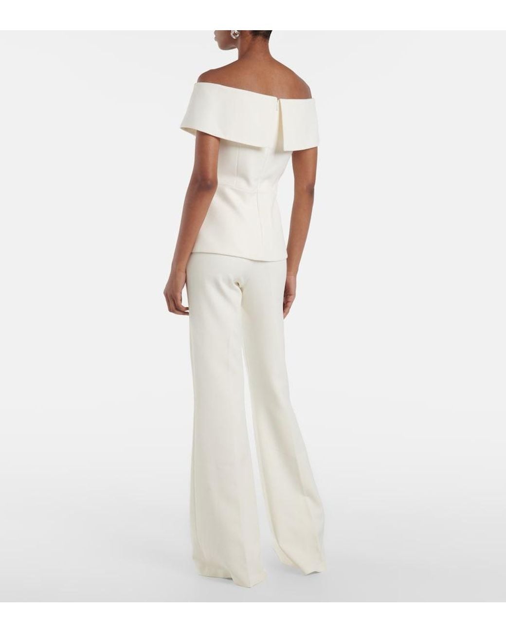 Safiyaa White Bridal Eimear Off-Shoulder Crepe Top