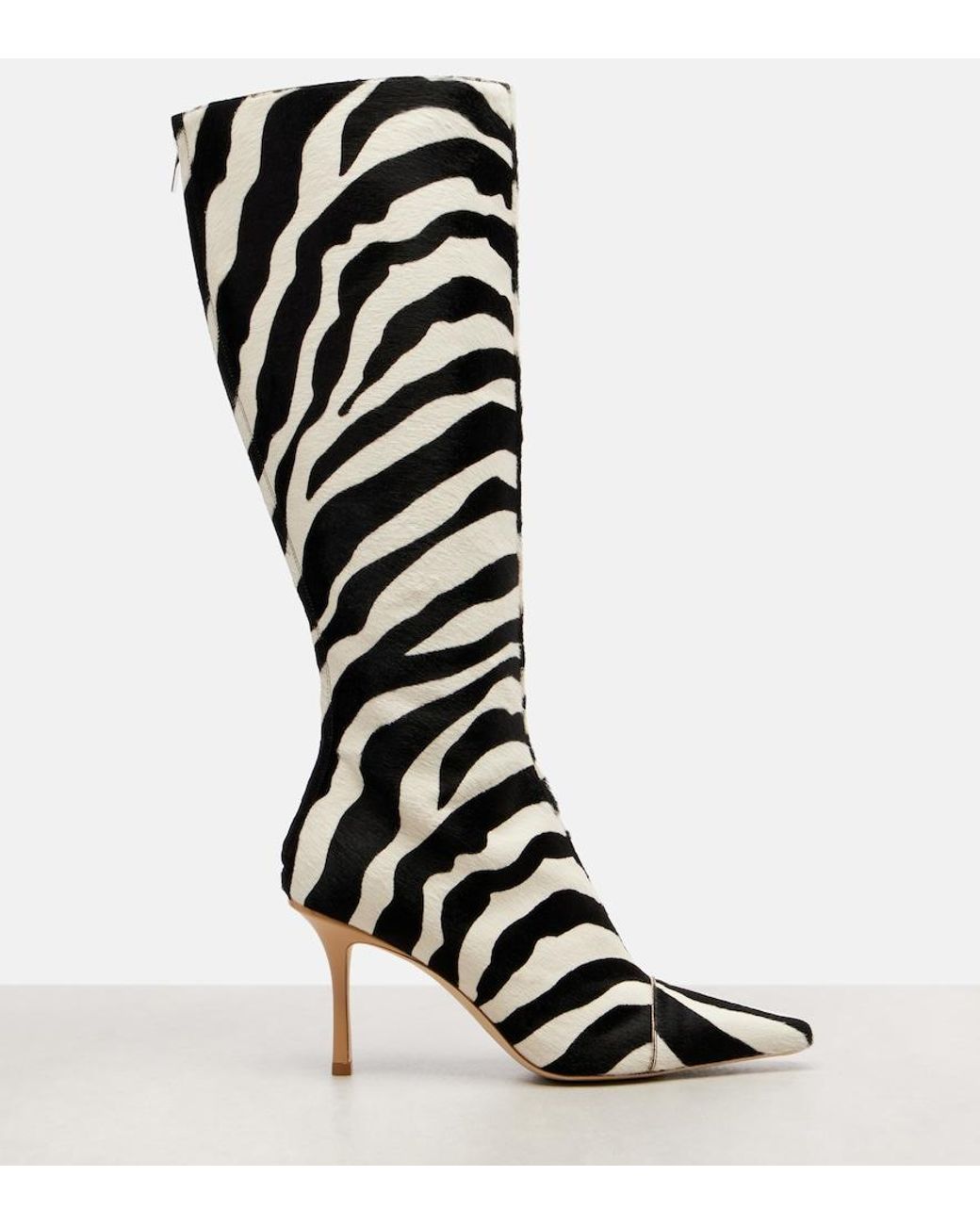 Jimmy Choo Black X Conner Ives Gloria 85 Pony Hair Zebra Knee-High Boots