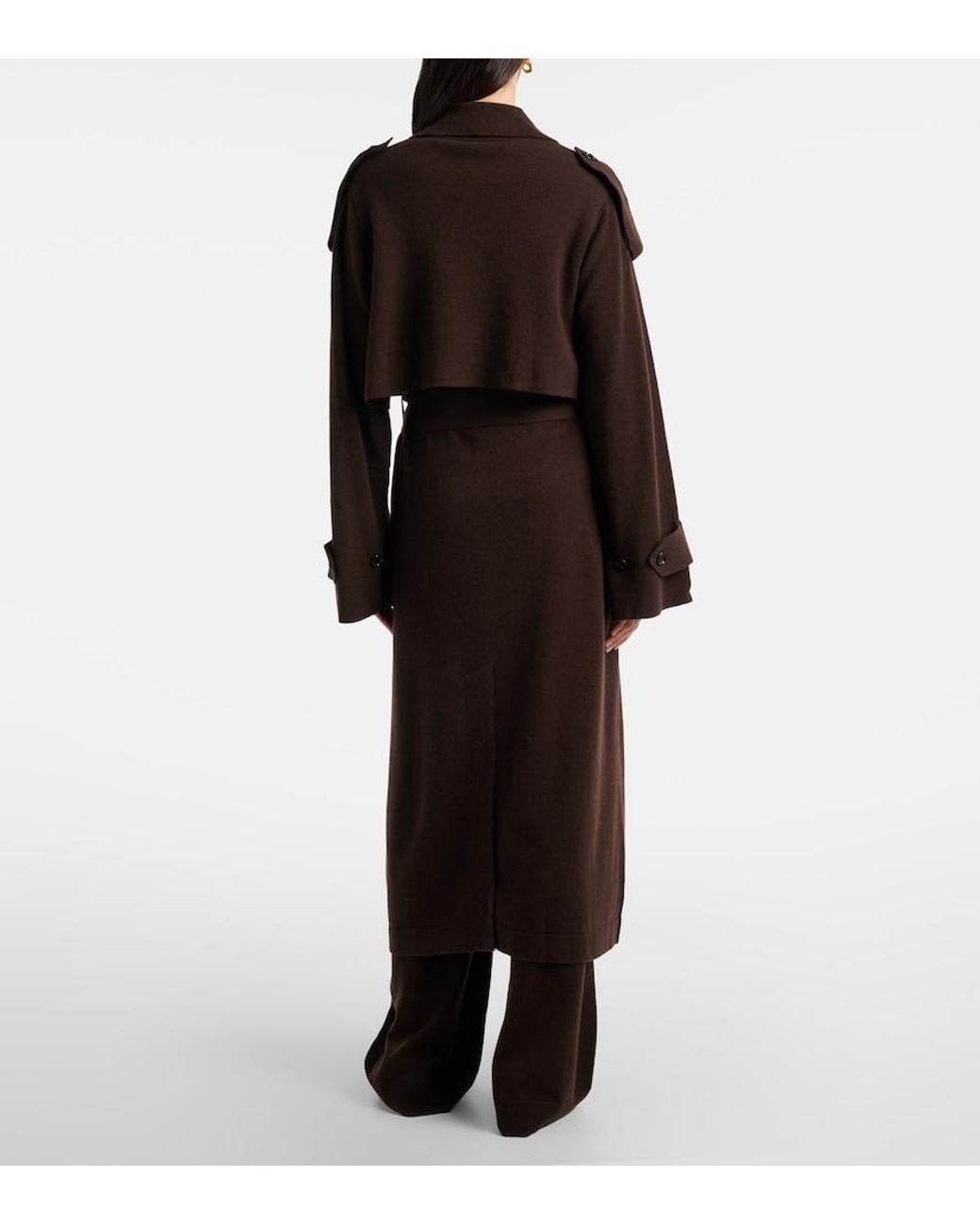 Jardin Des Orangers Brown Wool And Cashmere Trench Coat
