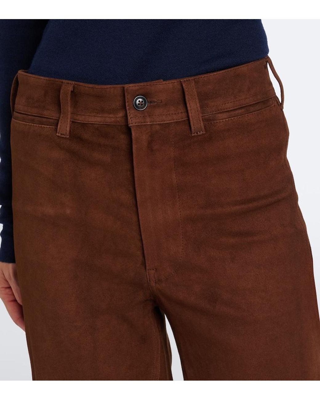 Polo Ralph Lauren Brown Beaton Suede Flared Pants