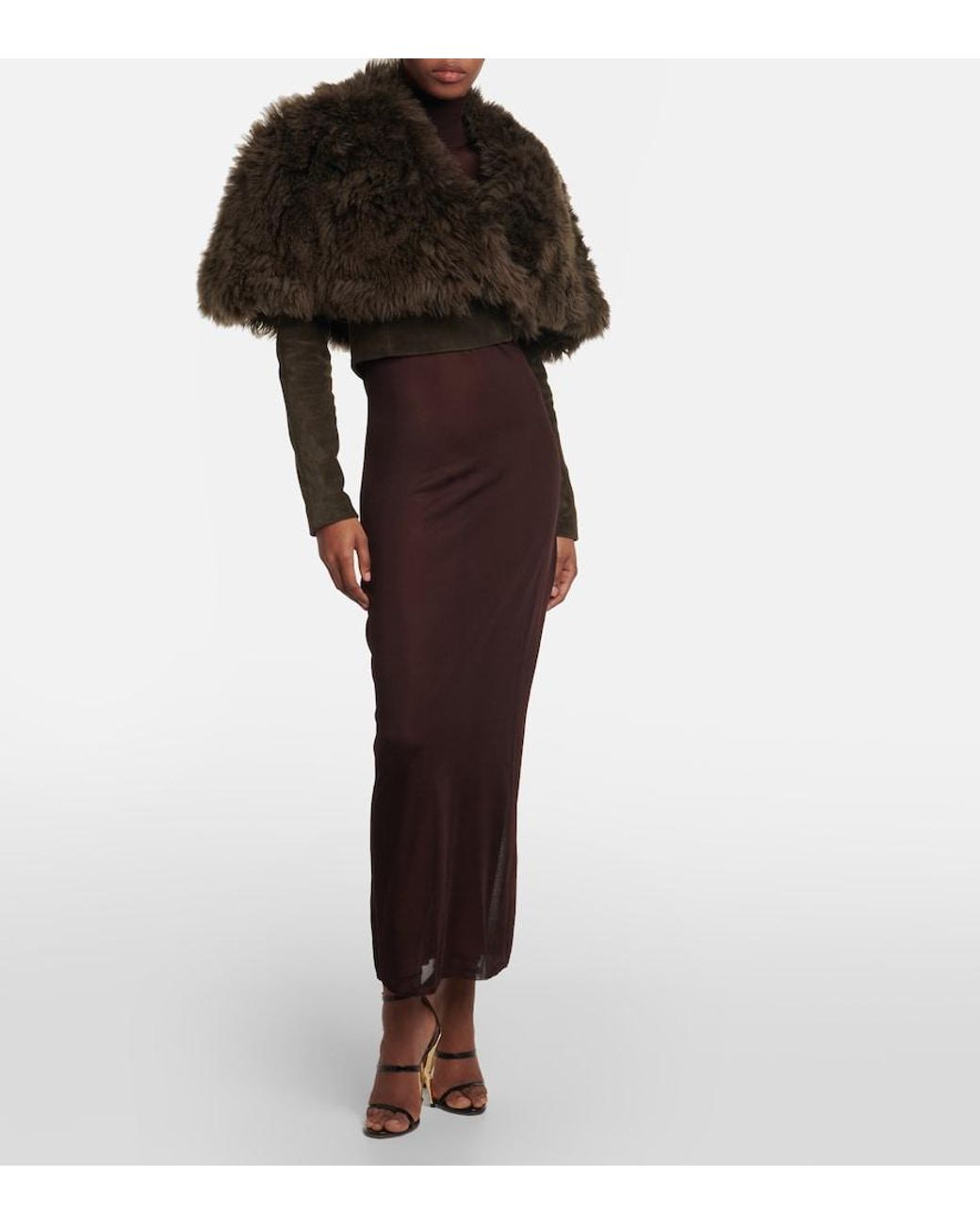 Alaïa Green Cropped Shearling And Suede Jacket