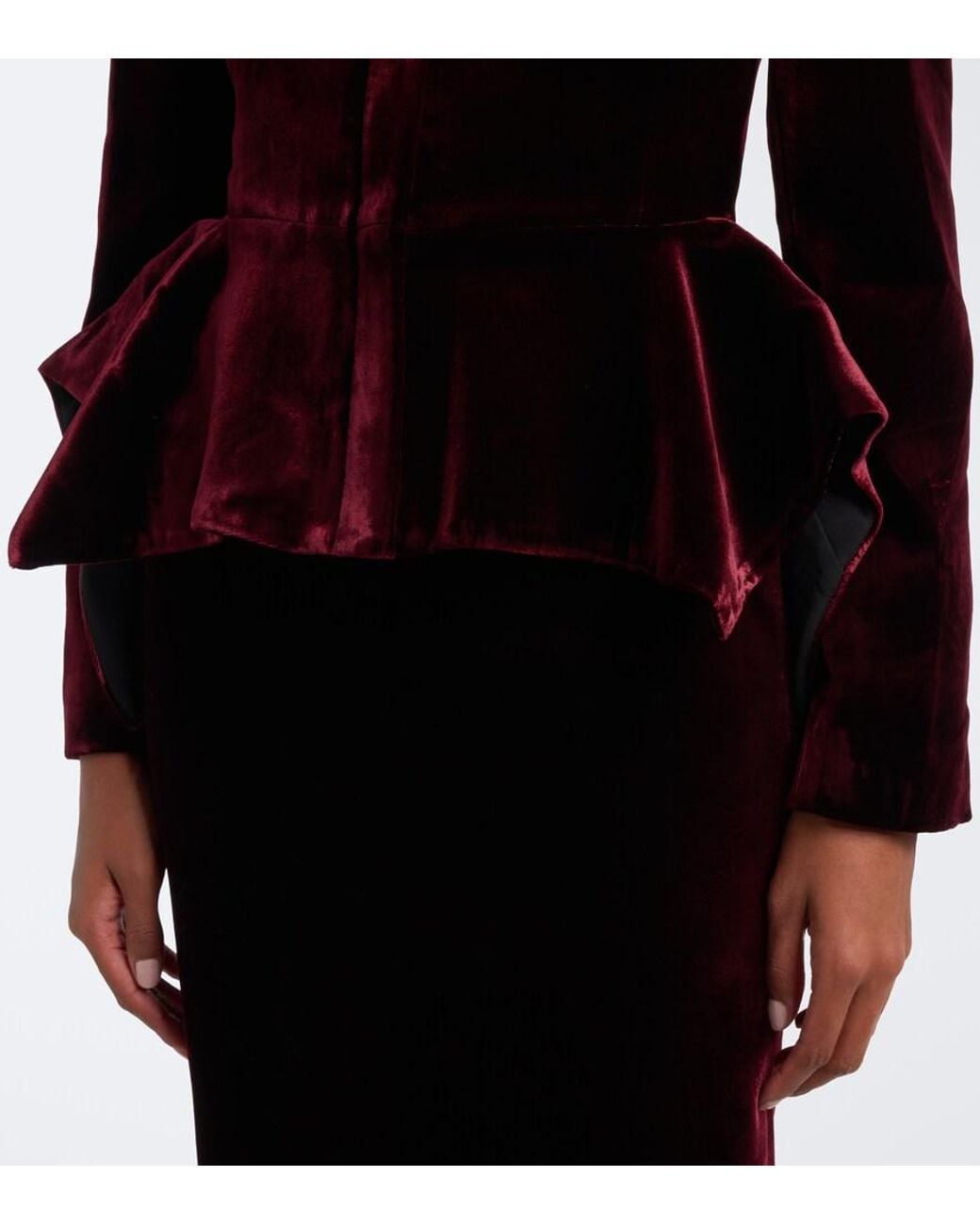 Roland Mouret Black Embellished Peplum Velvet Blazer