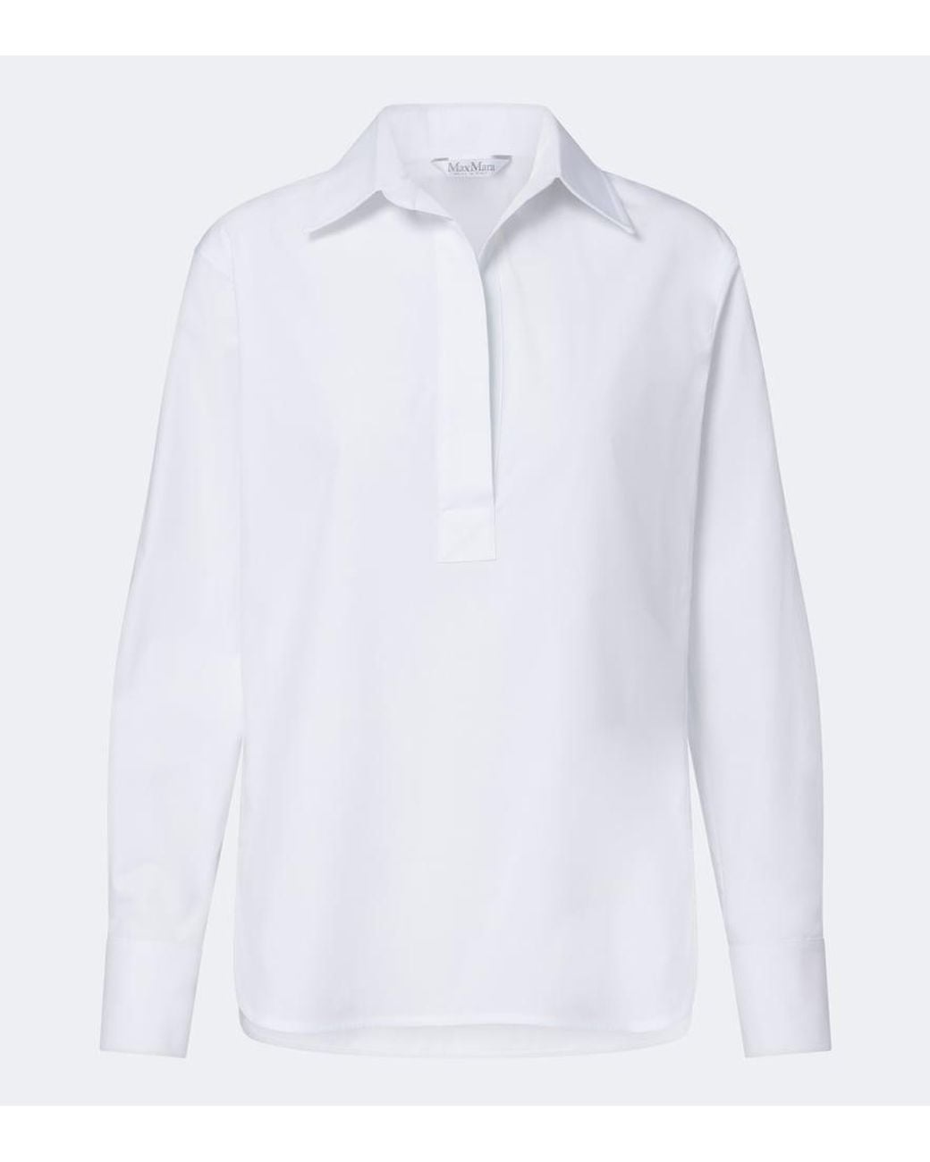 Max Mara White Cotton-Blend Poplin Shirt
