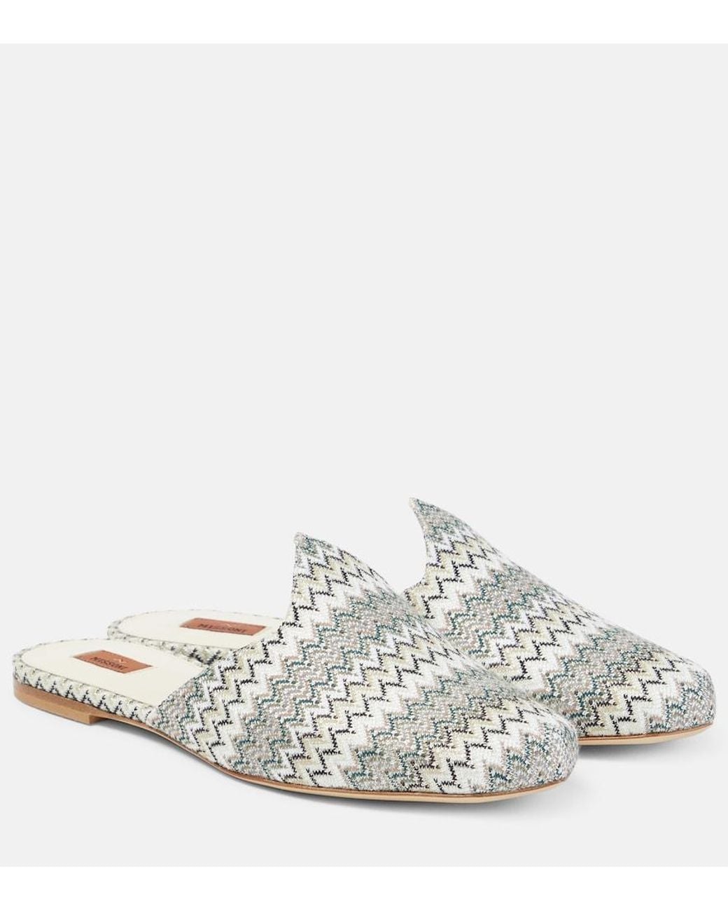 Missoni White Zig Zag Canvas Mules