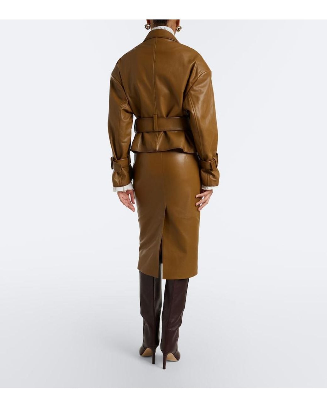 Dorothee Schumacher Brown Sleek Statement Leather Pencil Skirt