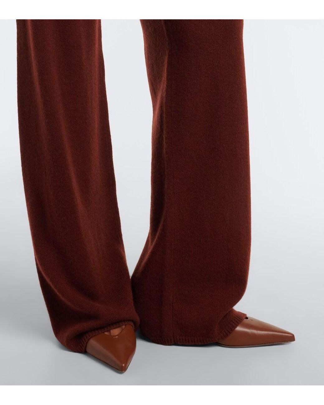 Max Mara Brown Cashmere Wide-Leg Pants
