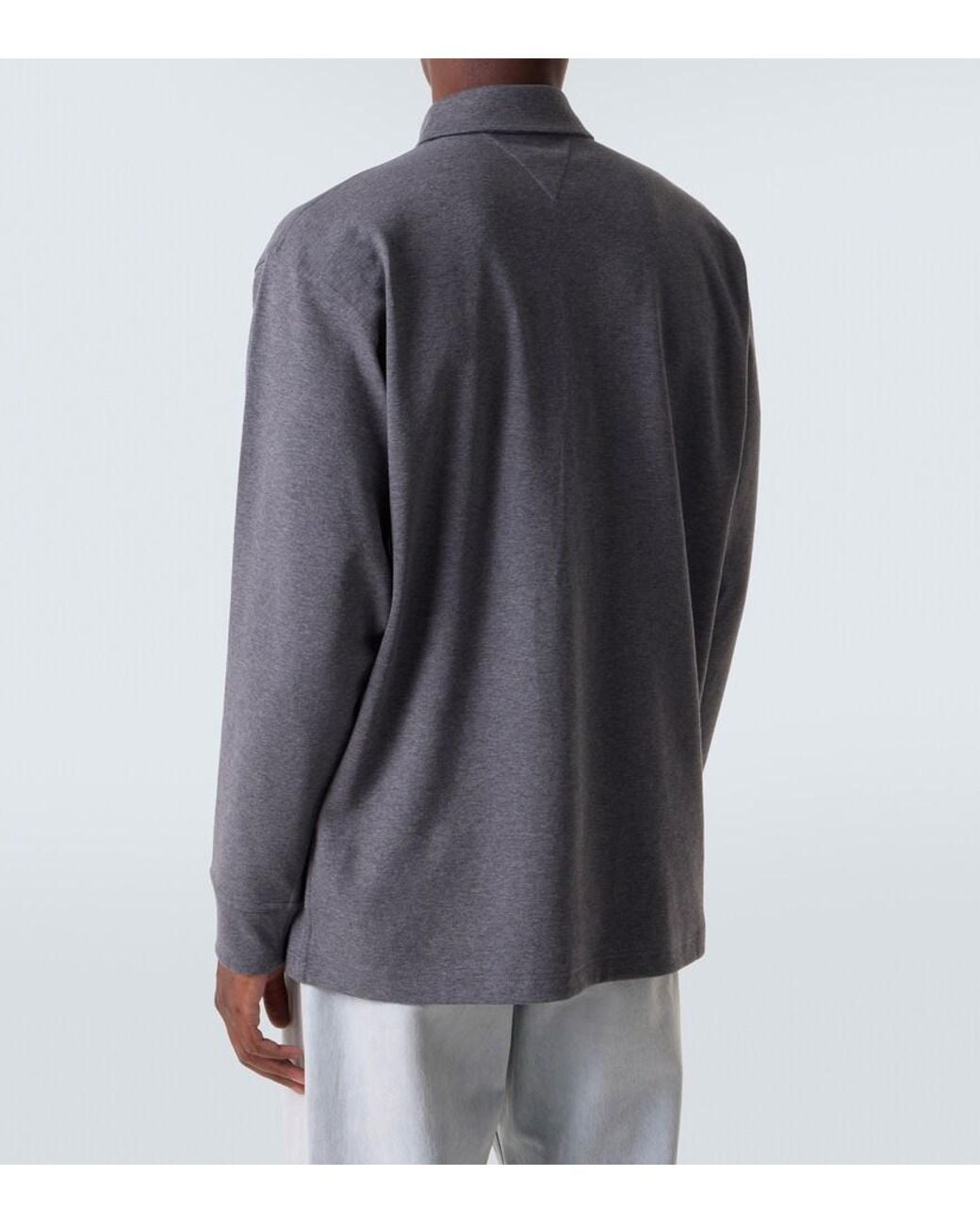 Bottega Veneta Blue Intrecciato Cotton Jersey Polo Sweater for men