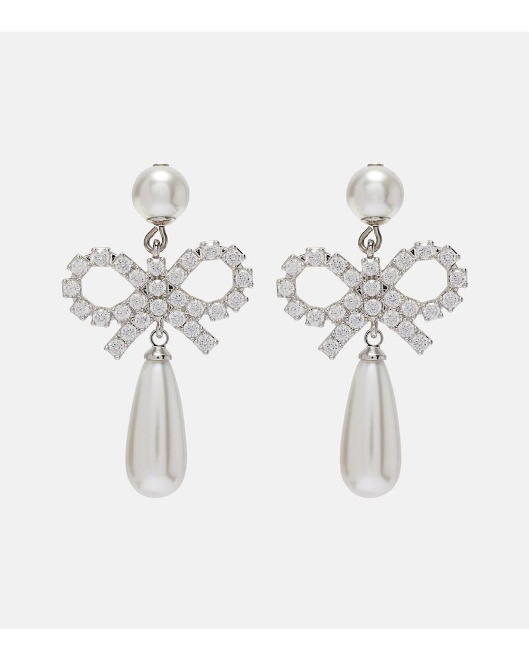 Self-Portrait White Faux Pearl Drop Earrings