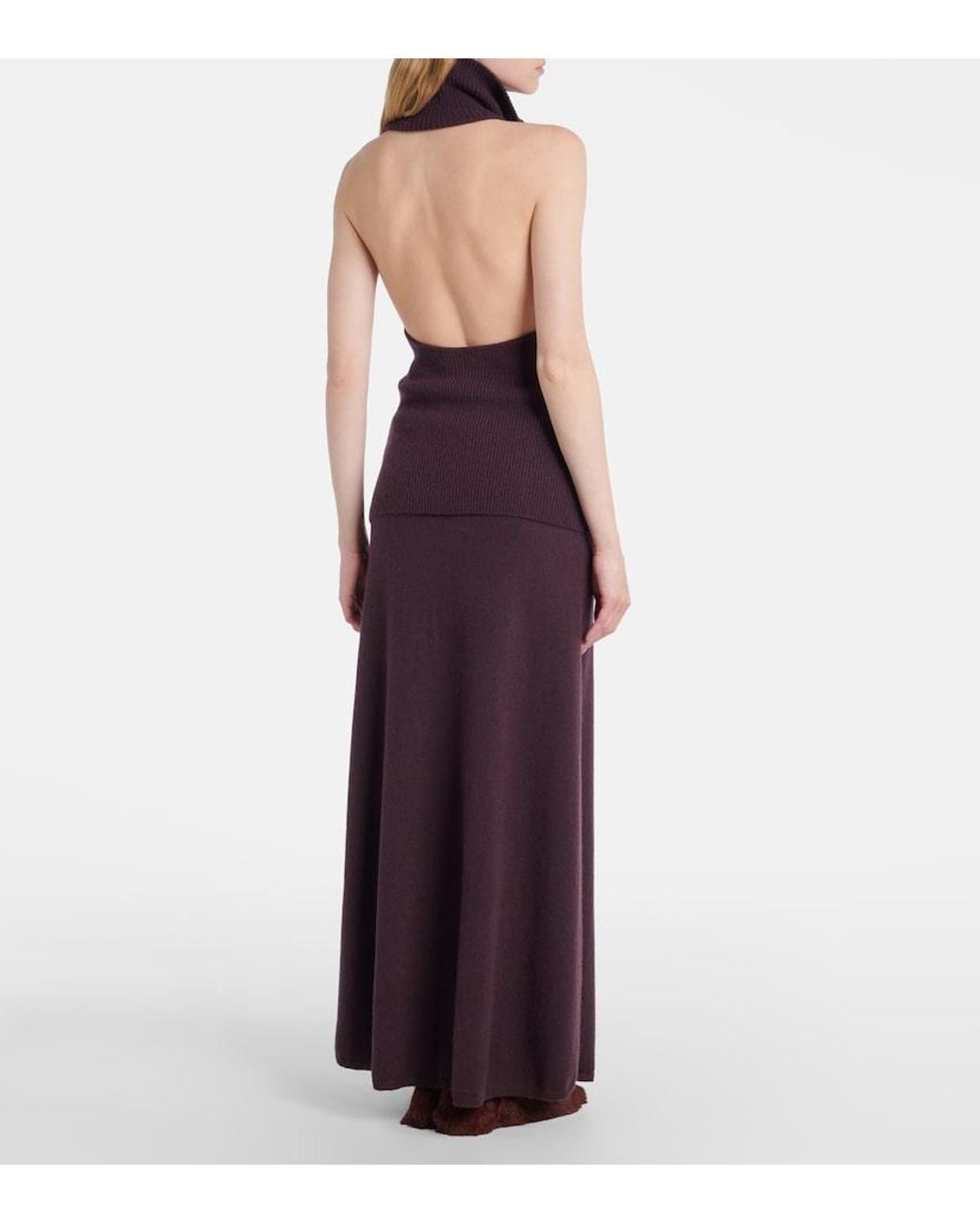 Lisa Yang Purple Maddie Open-Back Cashmere Top