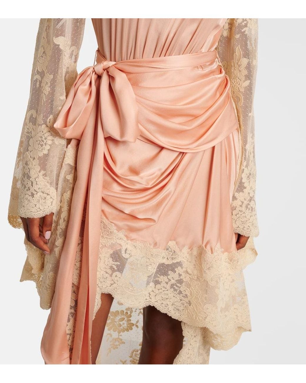 Zimmermann Hypnotic Silk Satin And Lace Gown in Pink | Lyst Zimmermann Hypnotic Silk Satin And Lace Gown in Pink | Lyst