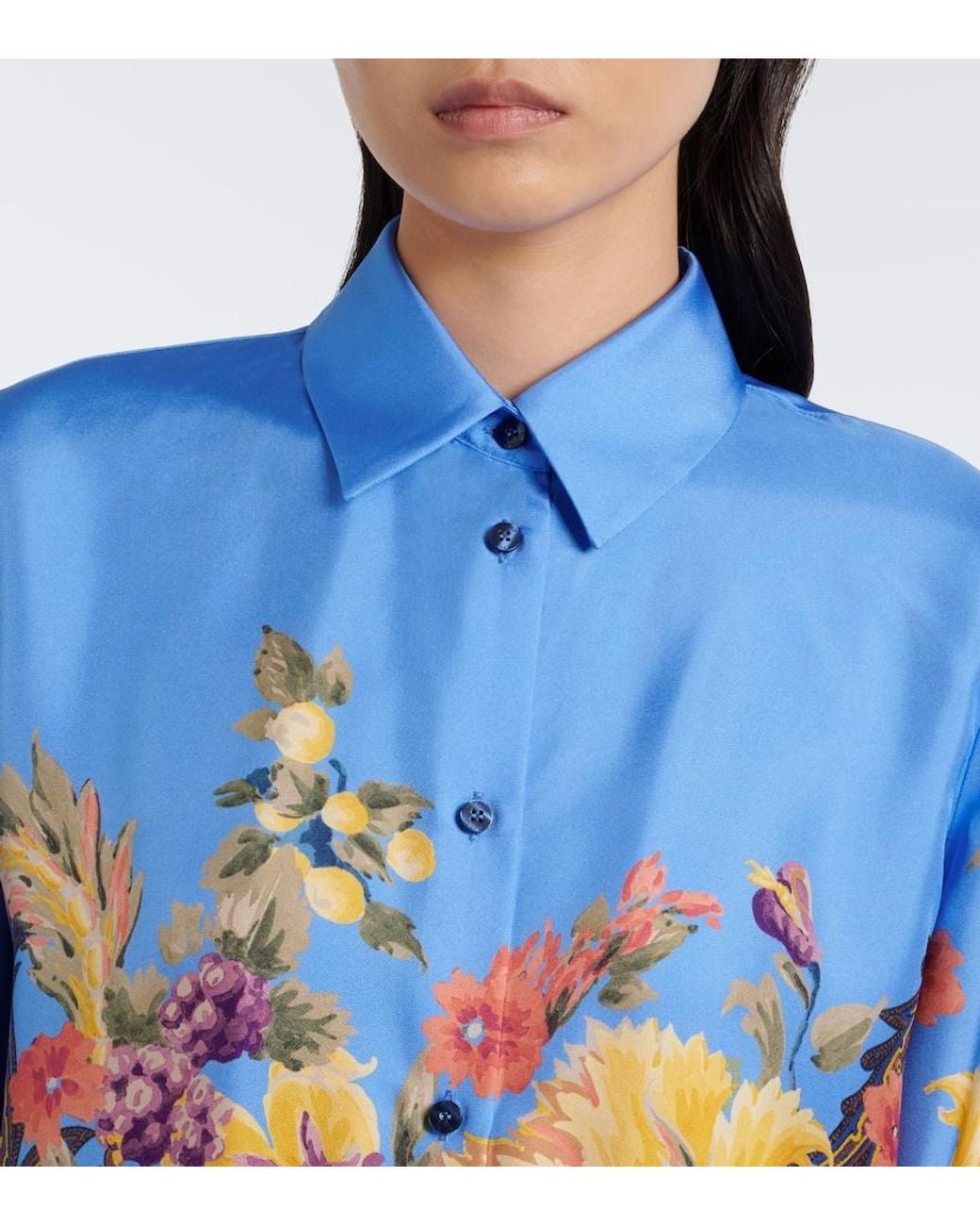 Etro Blue Floral Silk Shirt
