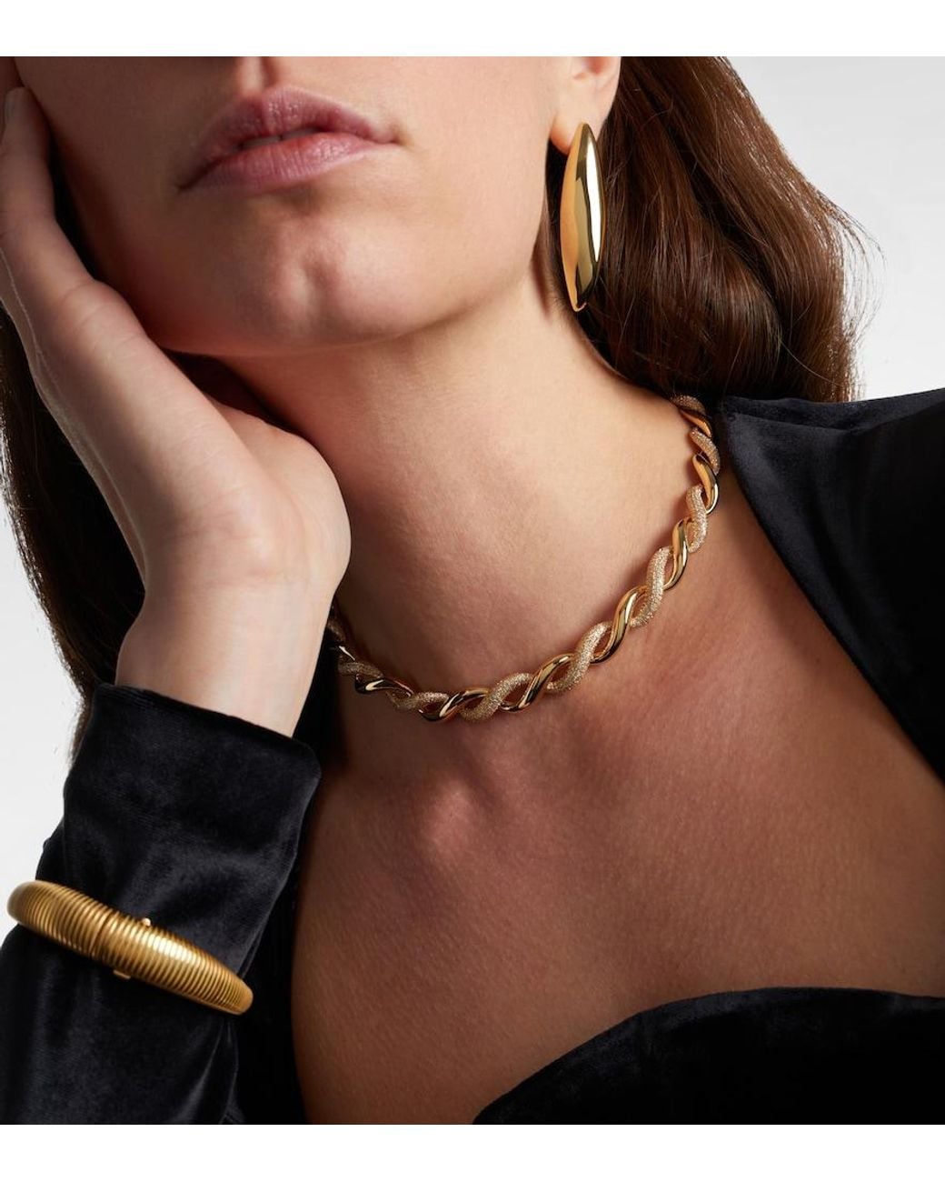 SHAY Metallic Wave 18Kt Necklace With Diamonds