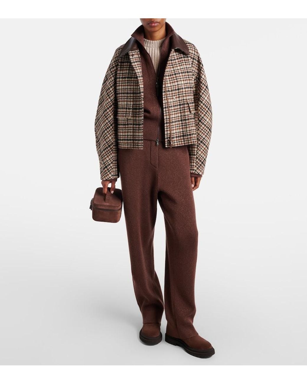 Brunello Cucinelli Brown Monili Cashmere-Blend Sweater