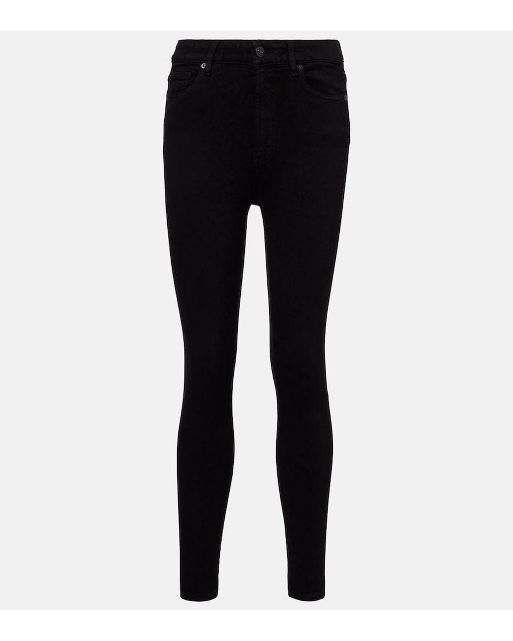 7 For All Mankind Black Aubrey High-Rise Skinny Jeans
