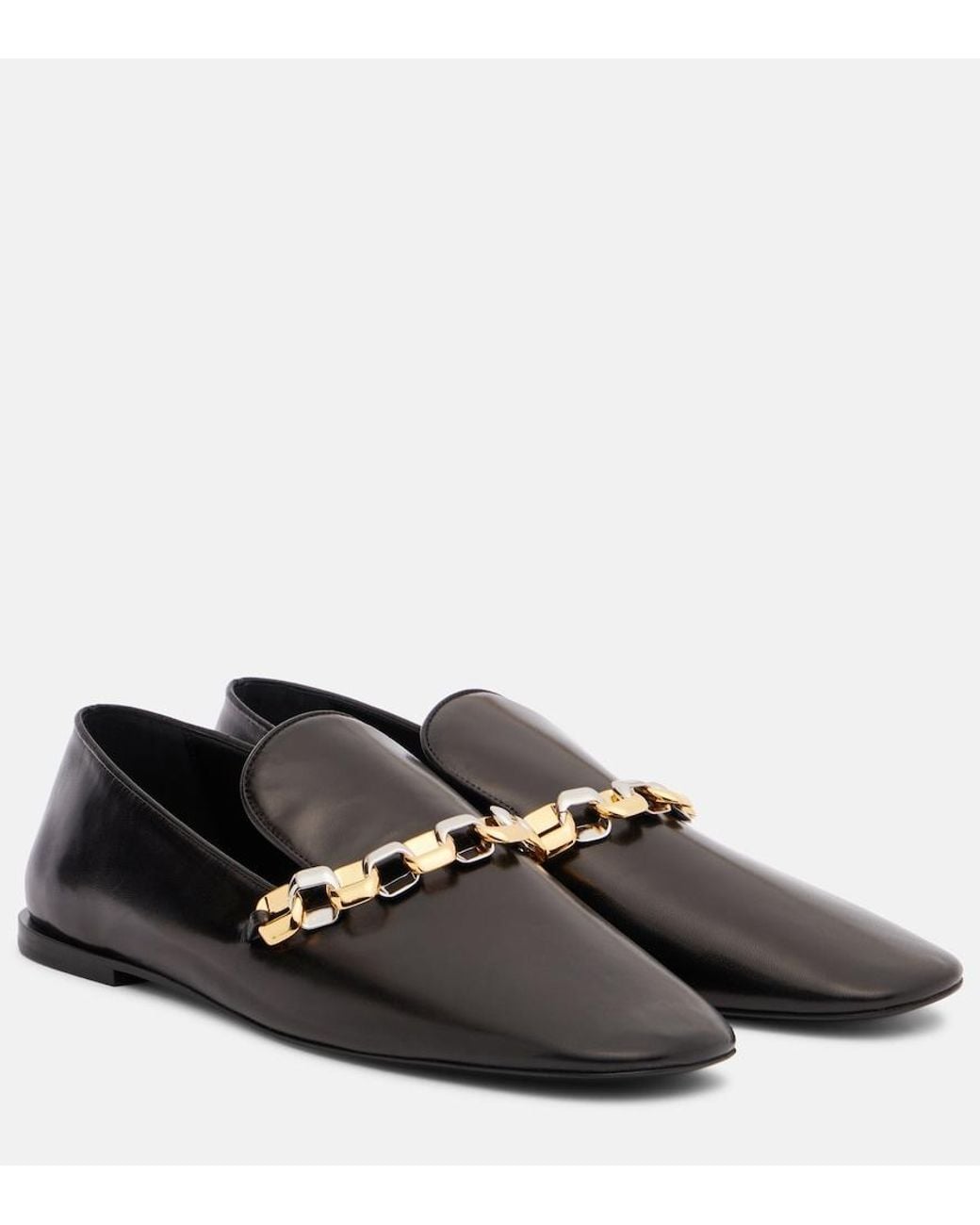 Jil Sander Brown Chain-Detail Leather Loafers