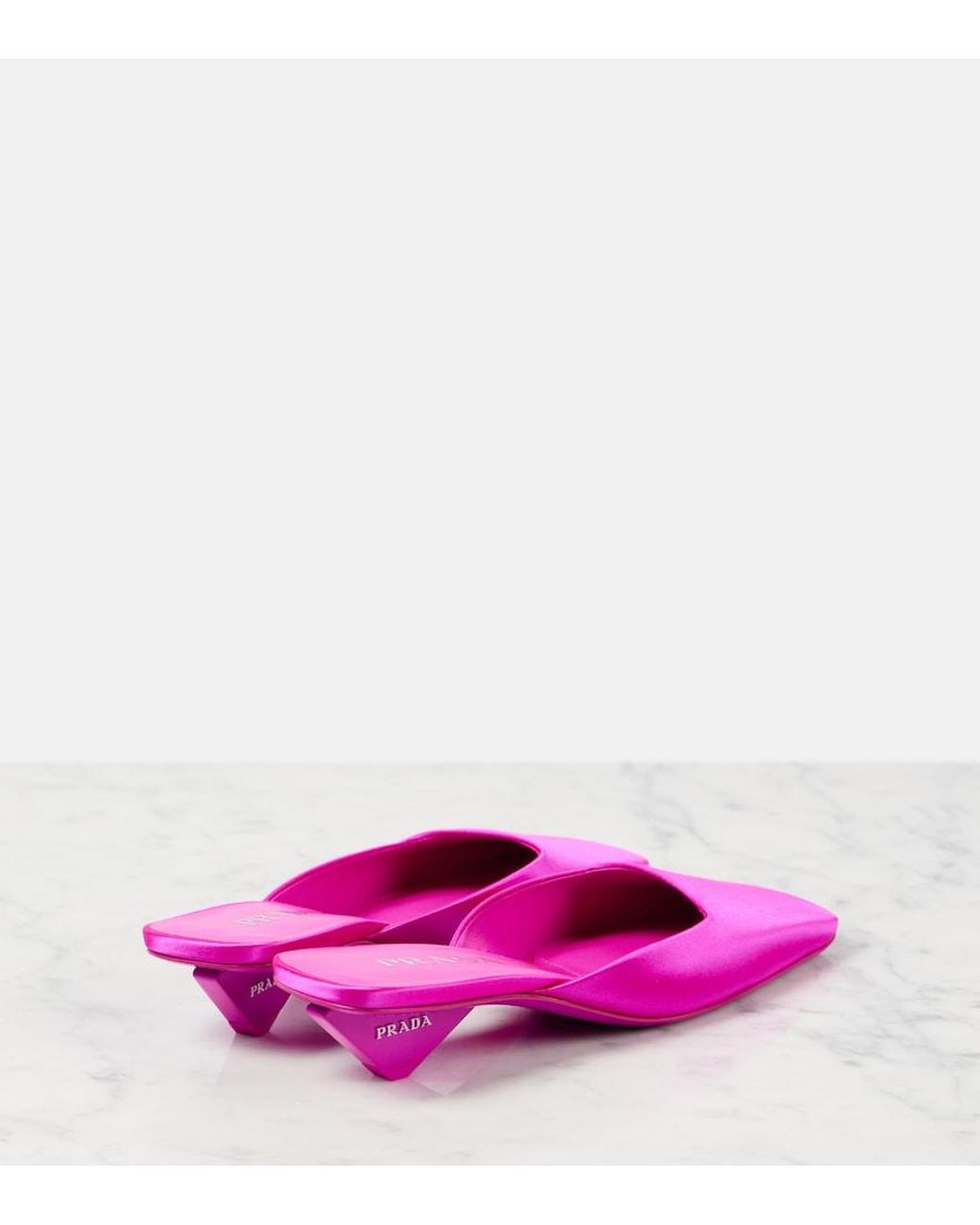 Prada Satin Mules in Pink | Lyst