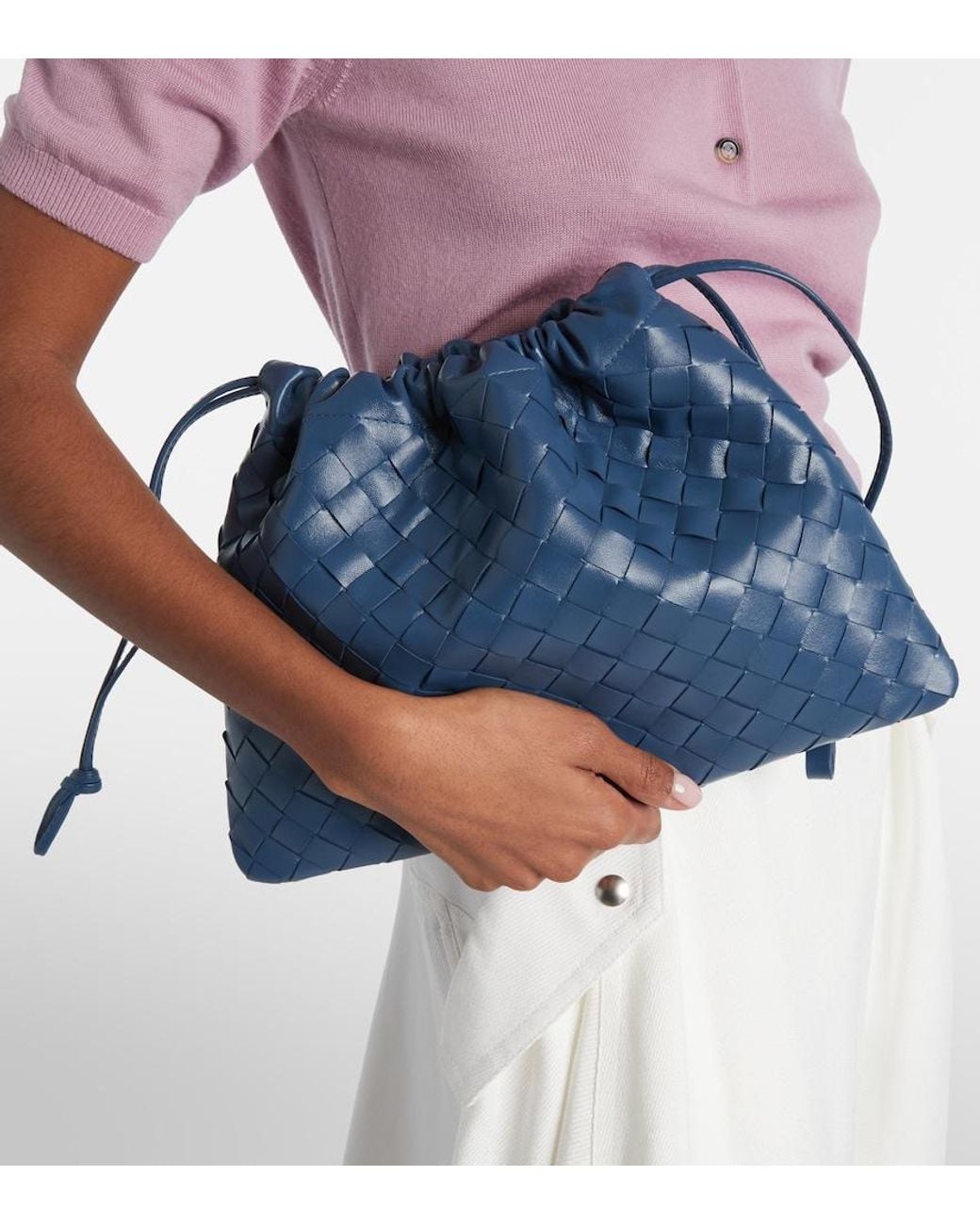 Bottega Veneta Blue Clutch Dustbag Medium Aus Leder