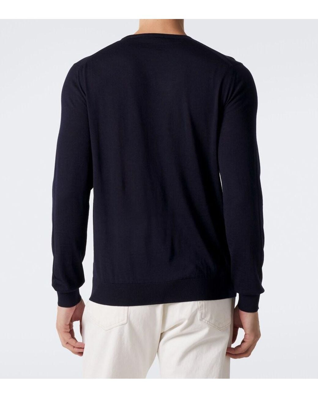 Prada Blue Logo Virgin Wool Sweater for men