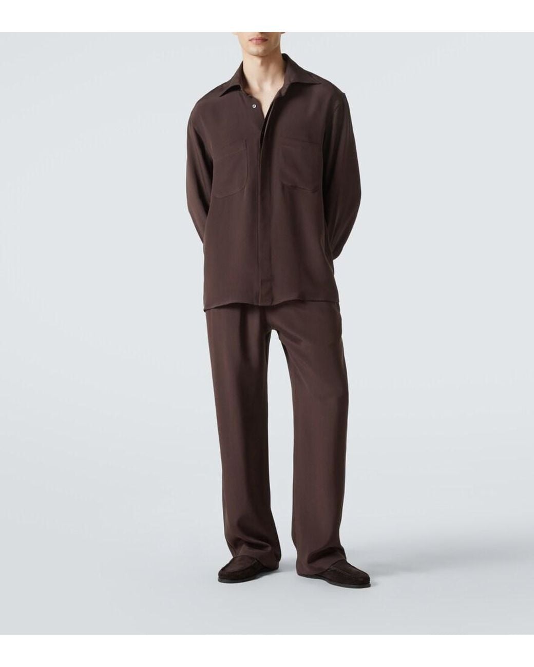 Saman Amel Weite Hose Aus Seide in Brown für Herren