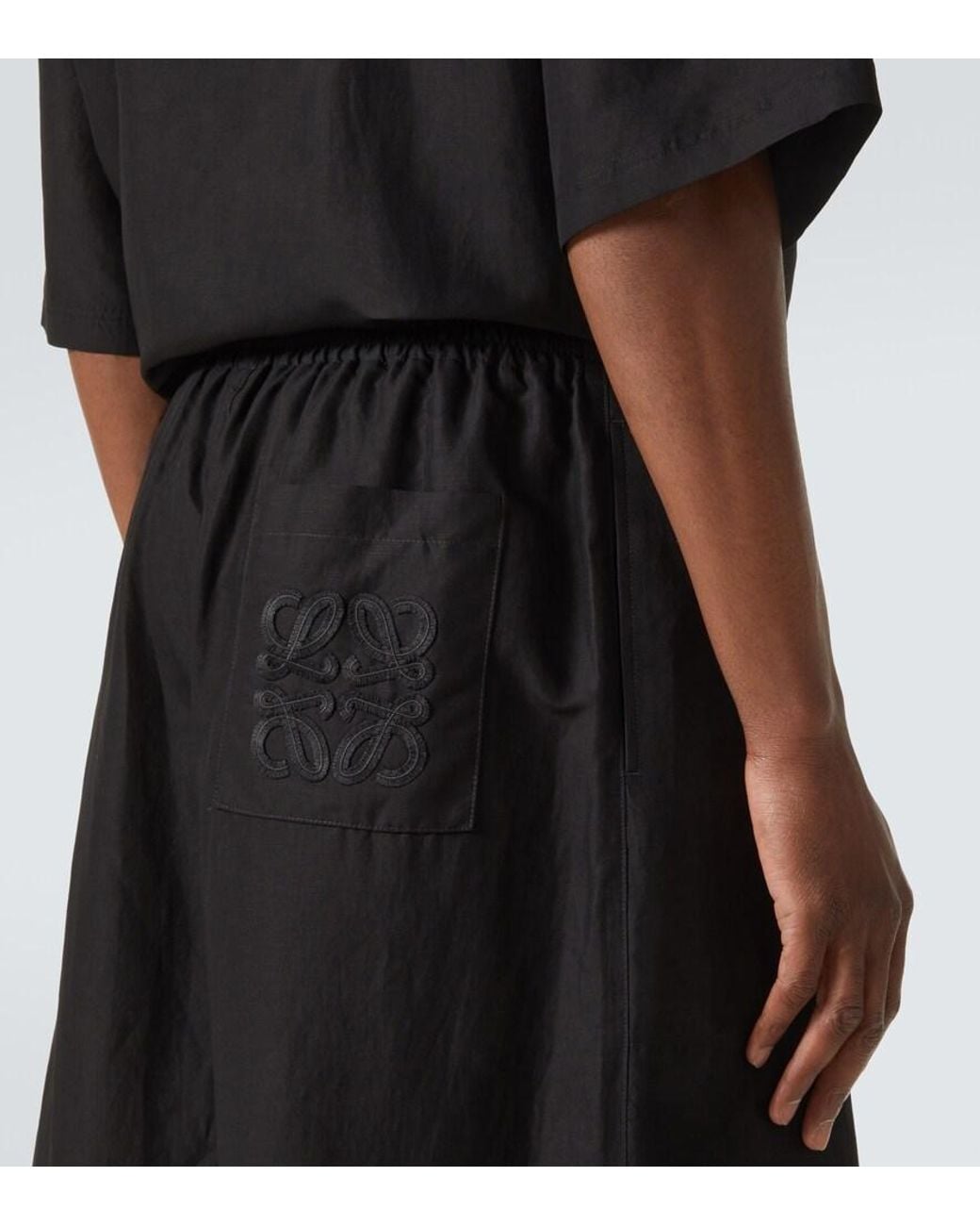 Loewe Black Paula's Ibiza Cropped Toile Wide-Leg Pants for men