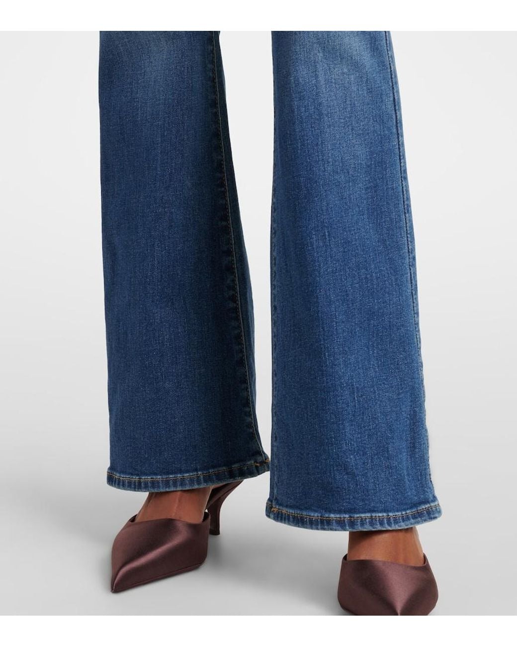 7 For All Mankind Blue Mid-Rise Flared Jeans