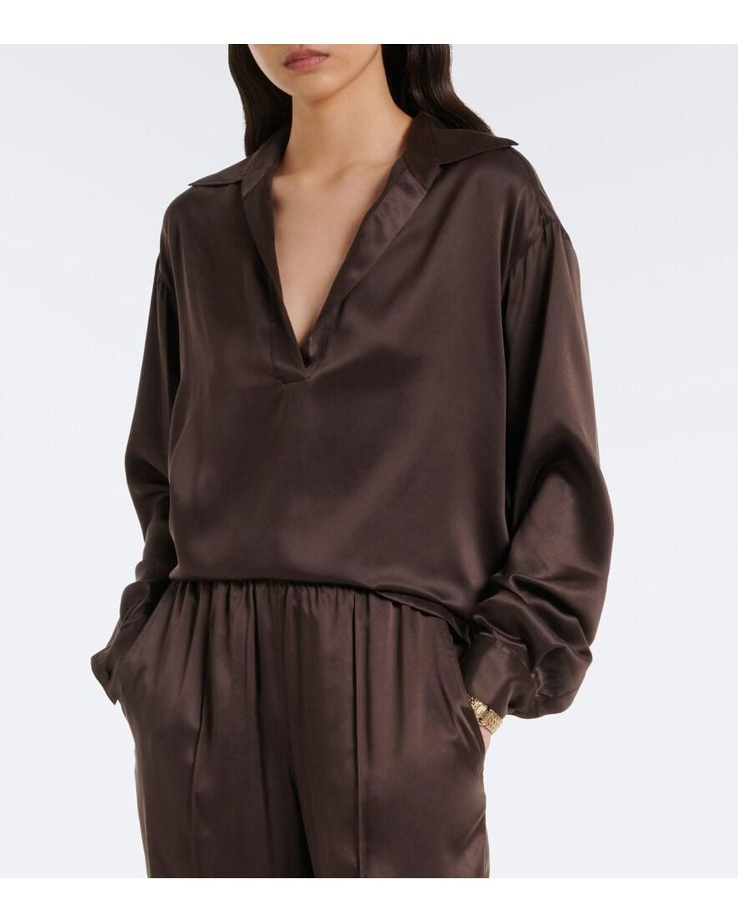 Tom Ford Brown Silk Satin Blouse