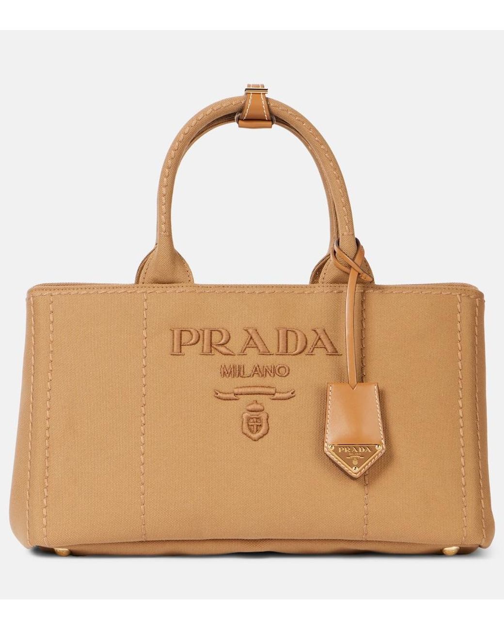 Prada Brown Jardiniere Medium Canvas Tote Bag