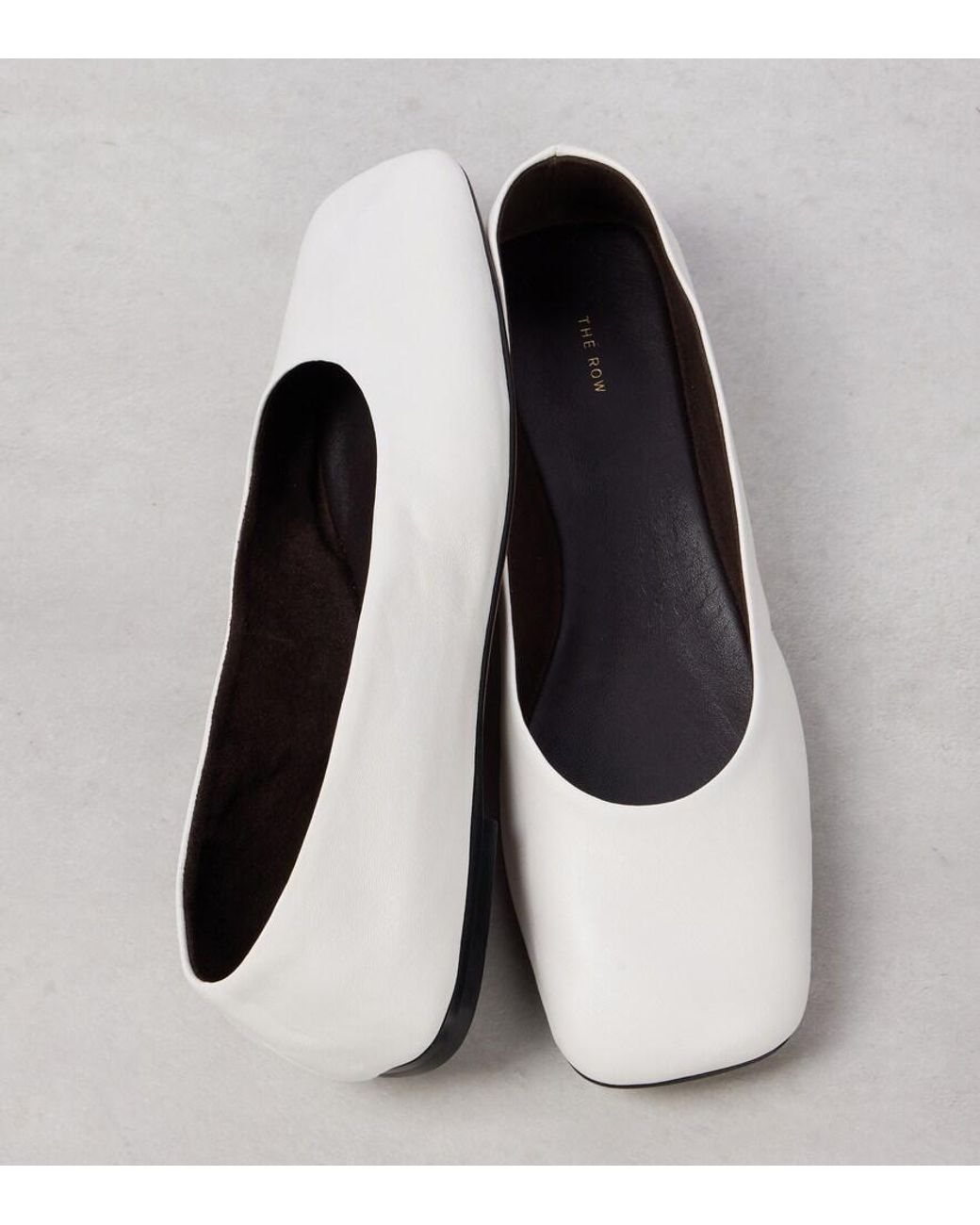 The Row White Square Leather Ballet Flats
