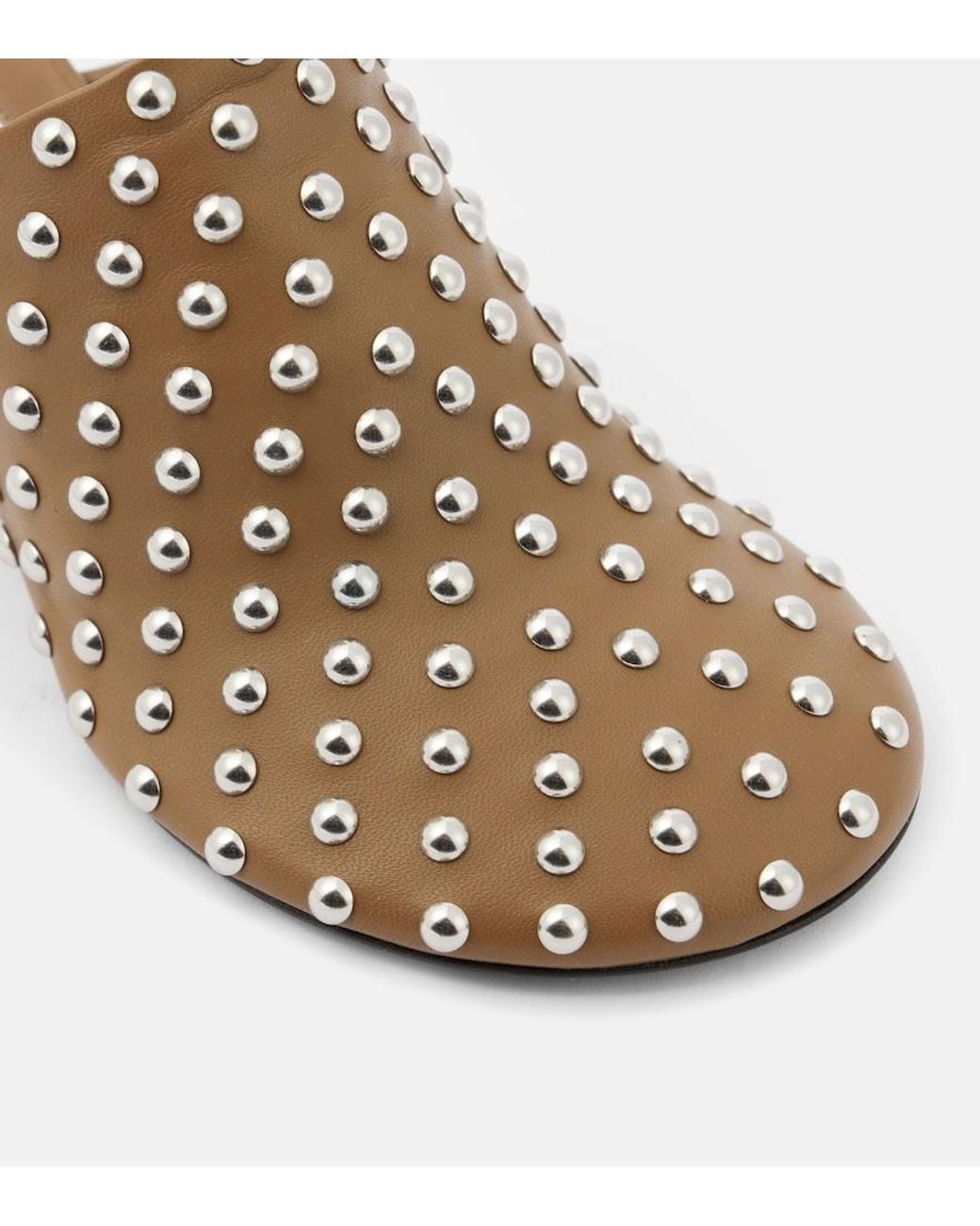 Jil Sander Green Studded Leather Mules