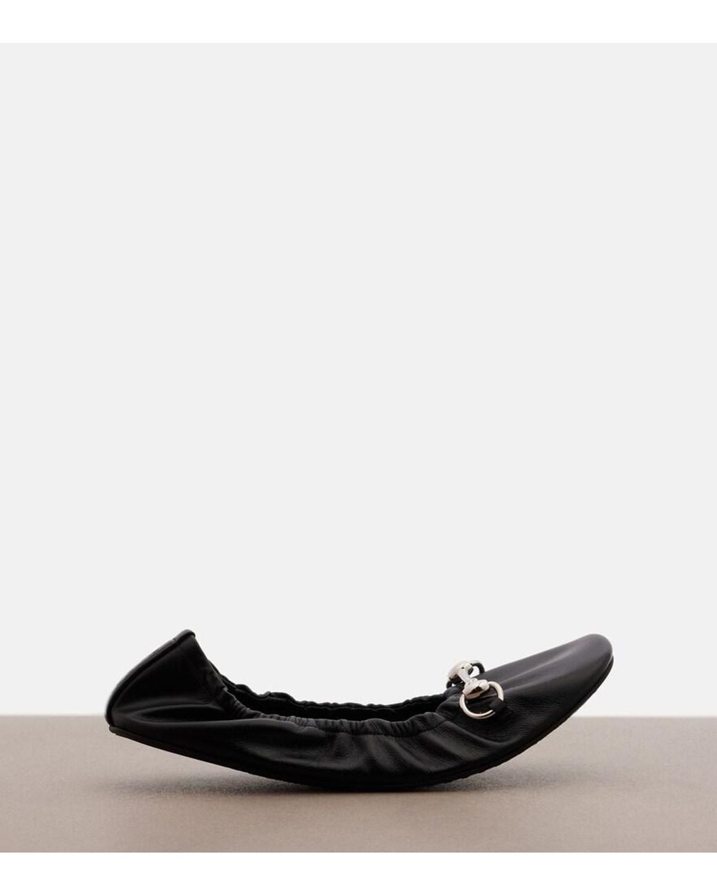 Gucci Black Prima Horsebit Leather Ballet Flats