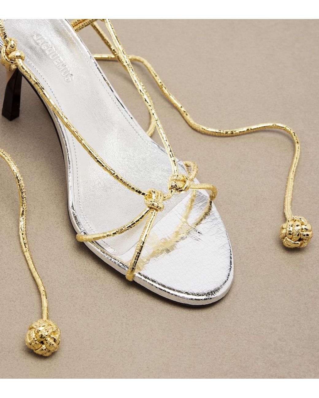 Jacquemus Tourni Metallic Leather Sandals