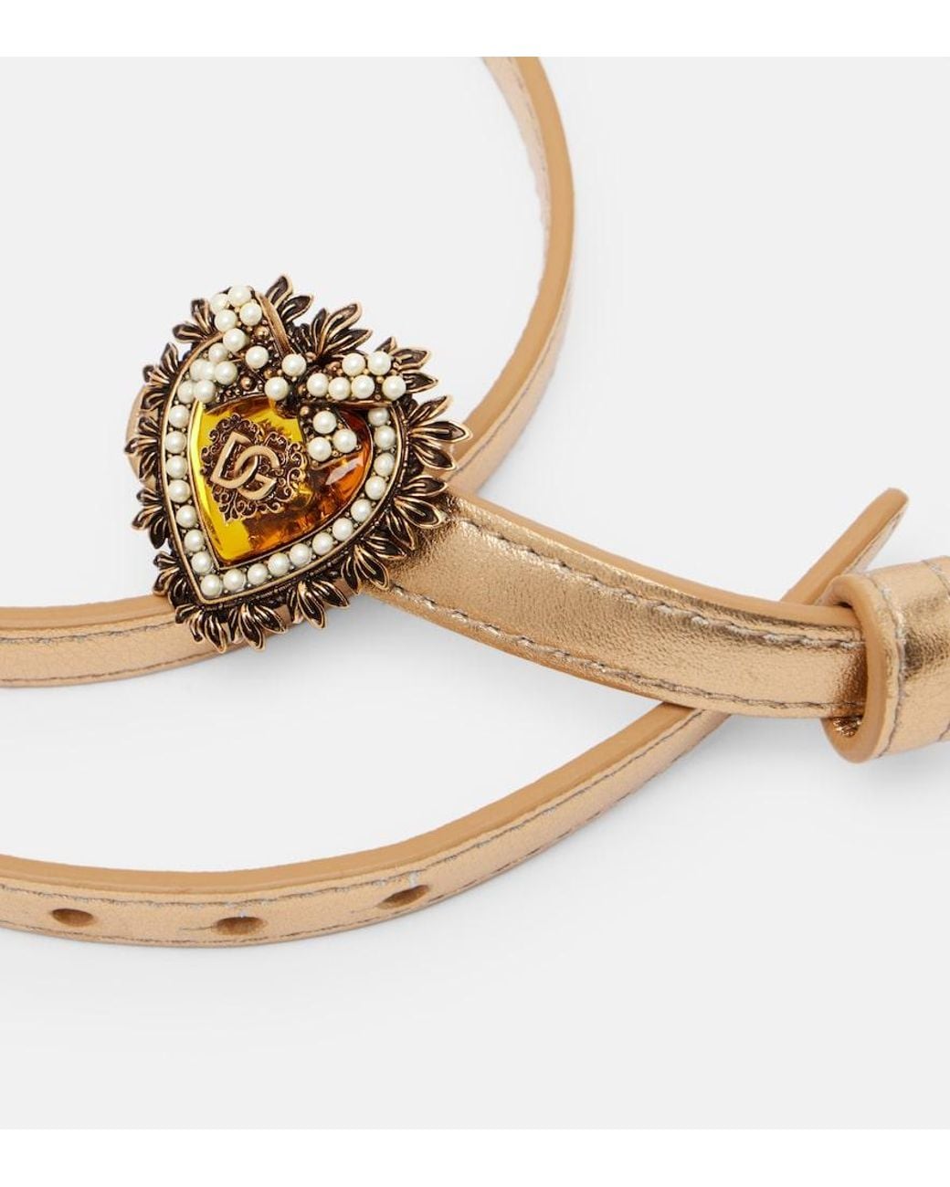 Dolce & Gabbana Natural Devotion Metallic Leather Belt